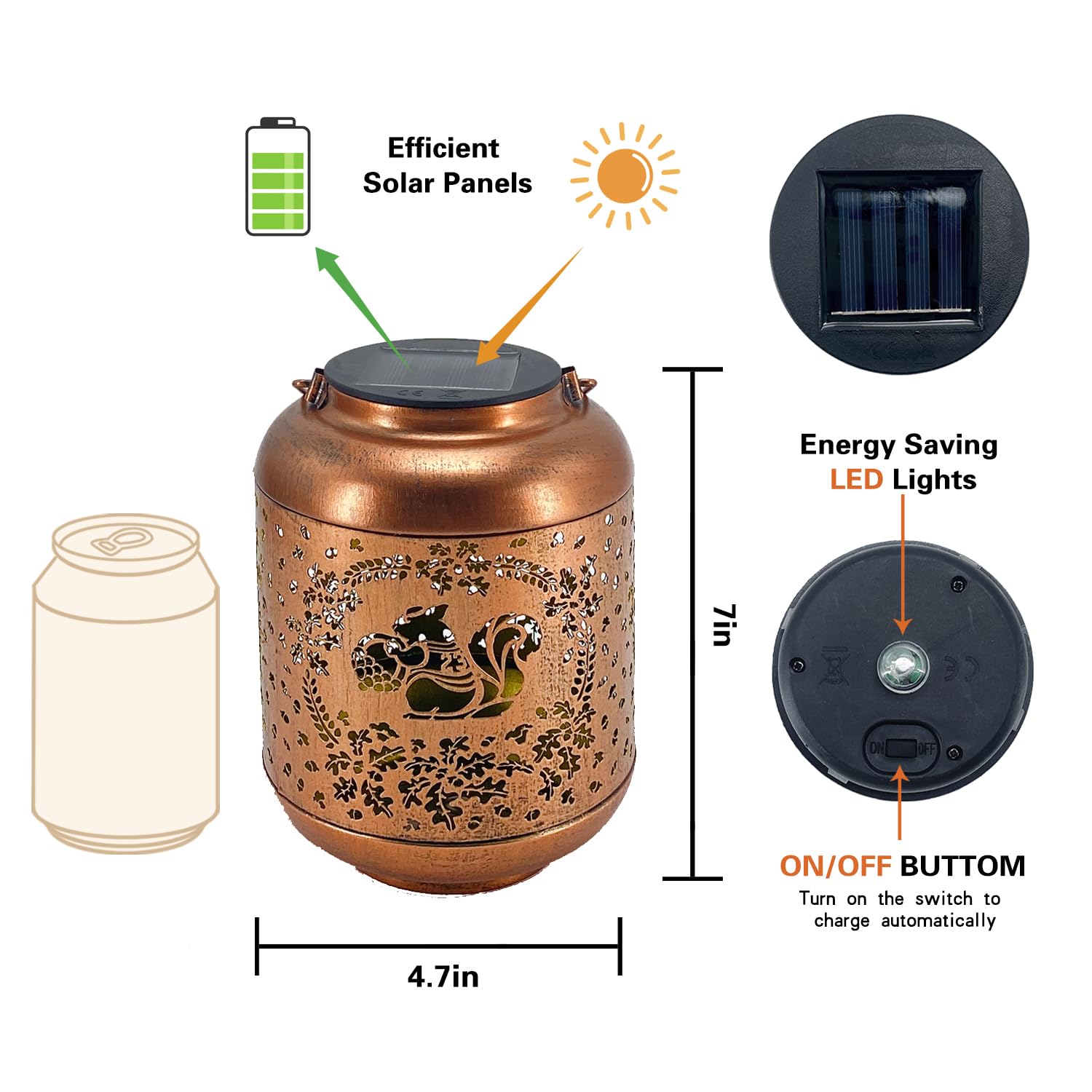 2 Pack Squirrel Solar Lanterns Outdoor Waterproof Hanging Solar Lights Squirrel Gifts For Women Men Metal Decorative Led Lanterns For Yard, Patio, Lawn, Tabletop, Pathway, Landscape, Garden Decor