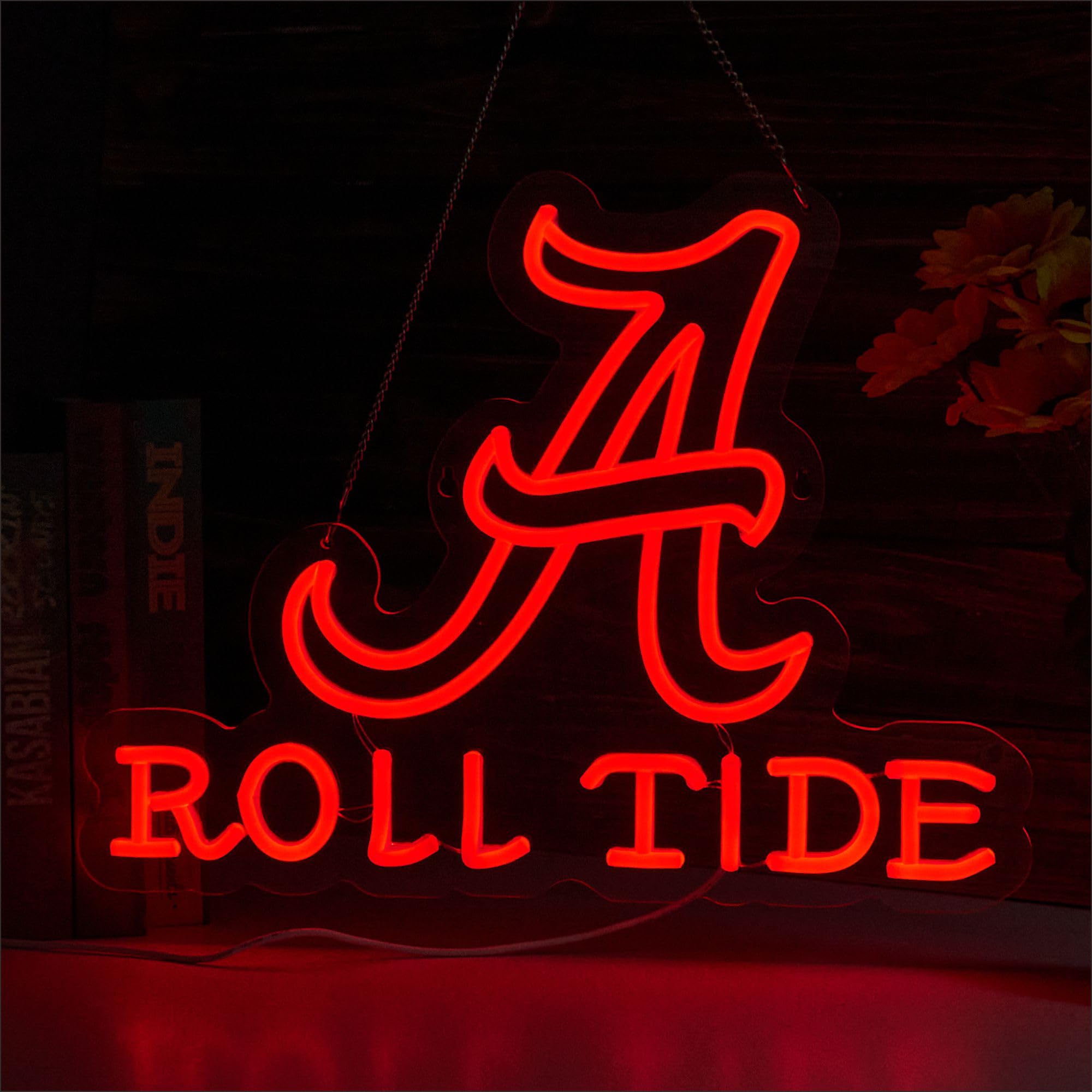 WanliNeon Roll Tide Neon Sign, LED Wall Decor, 12.6inx16.5in, Red, Model: Wanli-Texas, USB Powered for Bar, Man Cave, Game