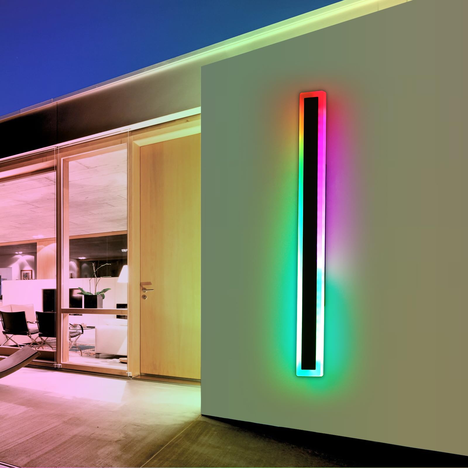 Daoseolo 57inch LED Outdoor Wall Light, RGBW, Dimmable, IP65 Waterproof, Model TC-FTBD-1112, Remote Control