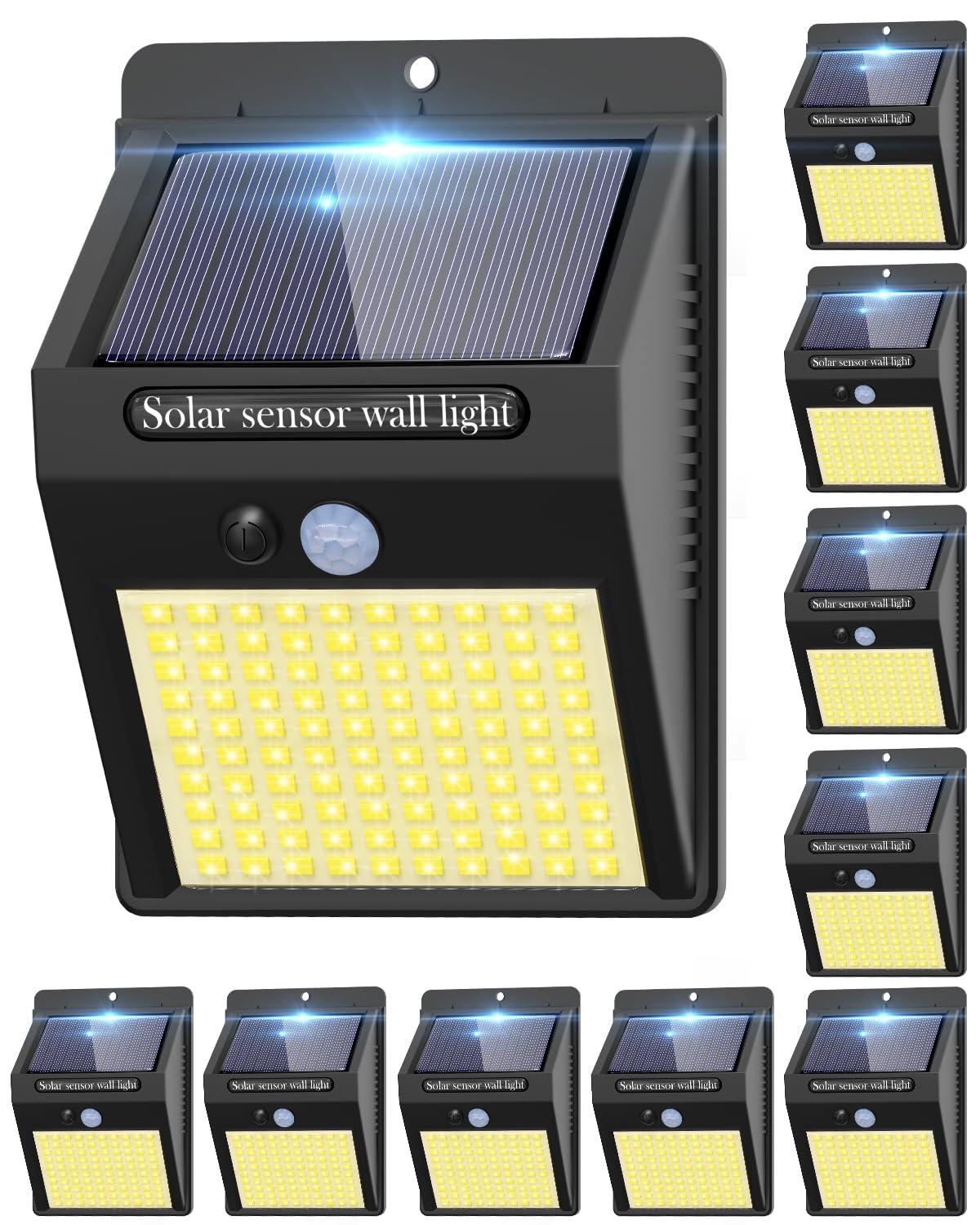 kolpop 10 Pack Solar Motion Lights Outdoor,3 Modes/100LED Solar Security Lights Wireless IP65 Waterproof Solar Wall Lights Outdo