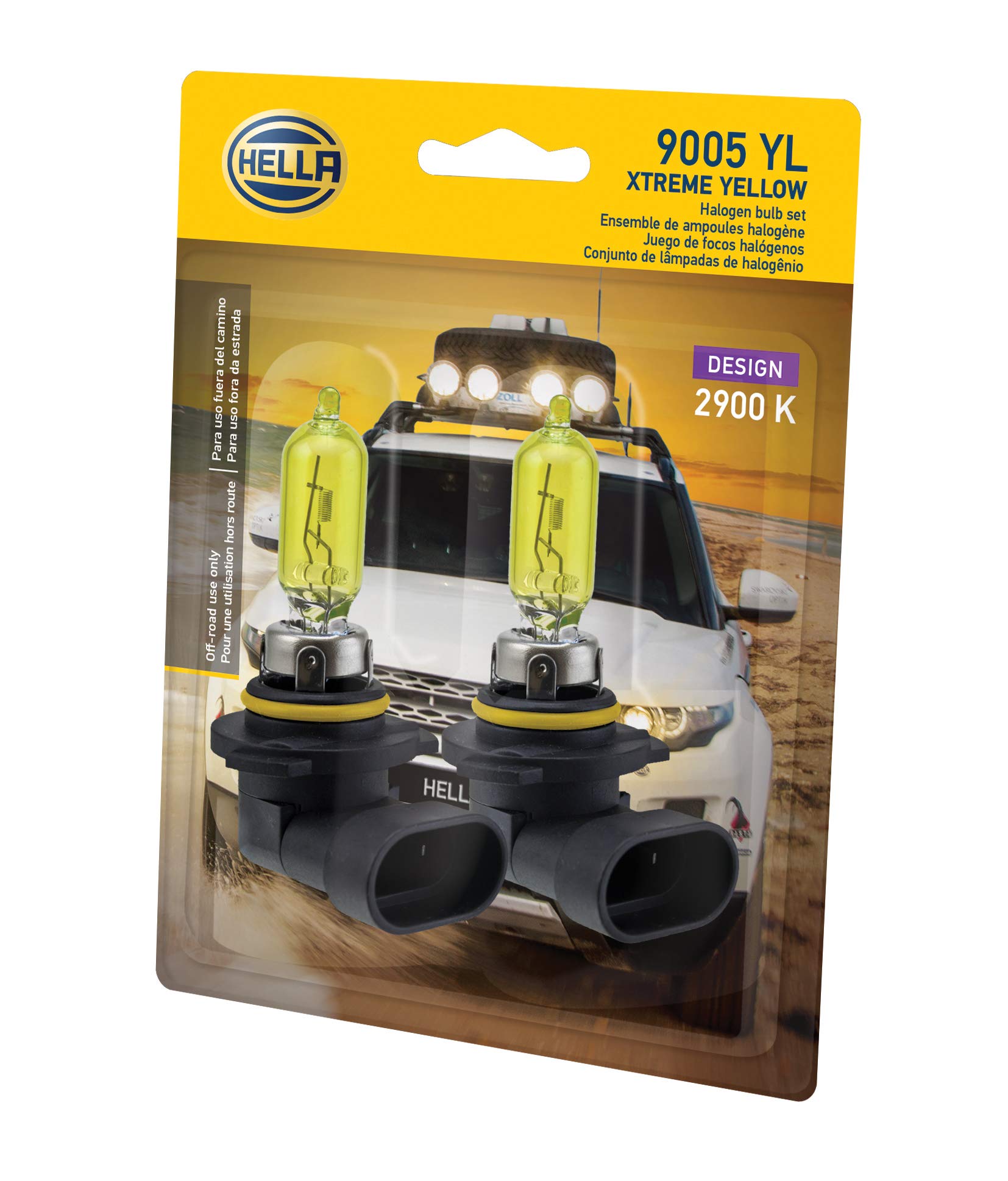 HELLA 9005 YL Twin Blister Xtreme Yellow Bulb (12V 65W), 2 Pack