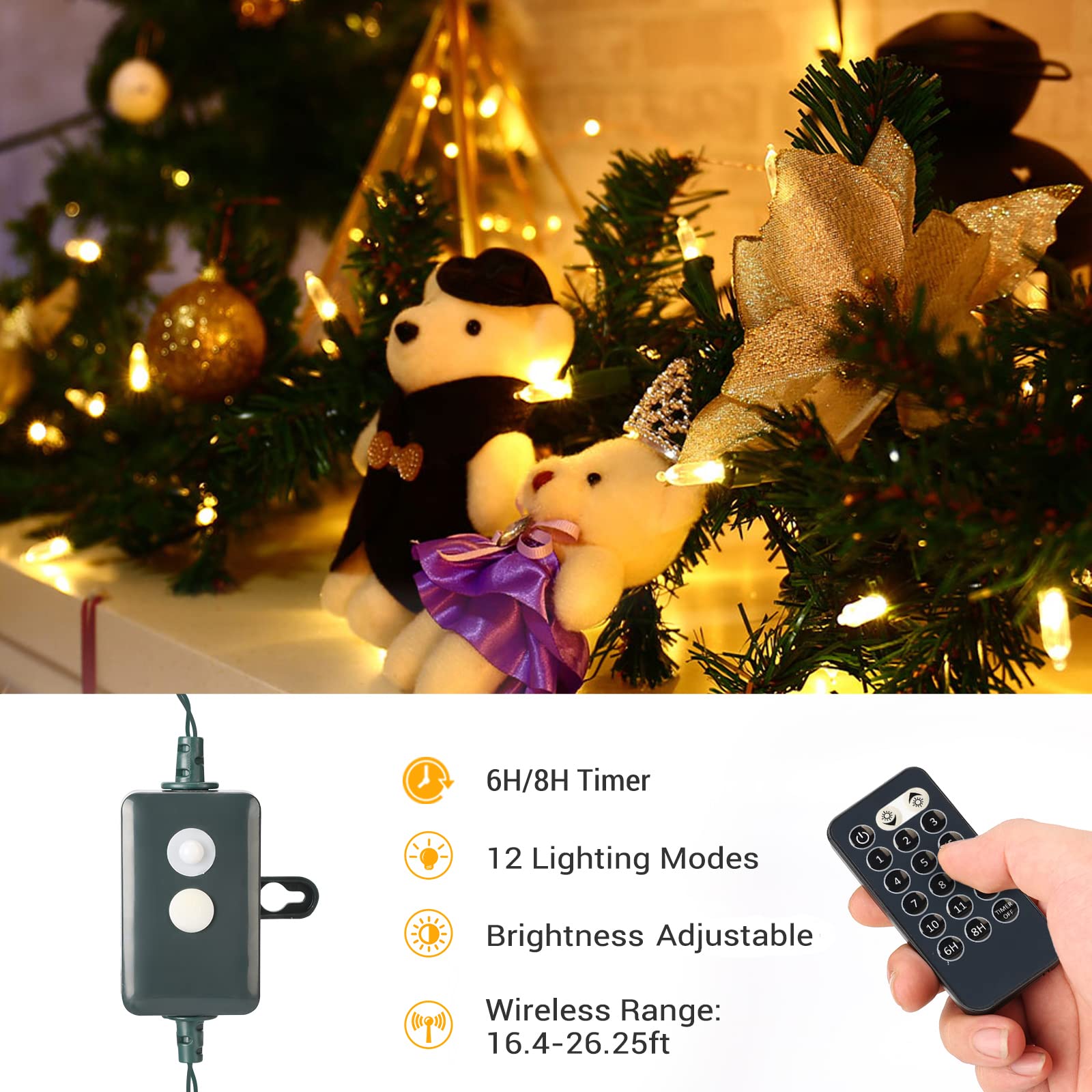Brizled Halloween String Lights, 100 LED, 33ft, Purple & Orange, UL Certified, Connectable, Outdoor Decor