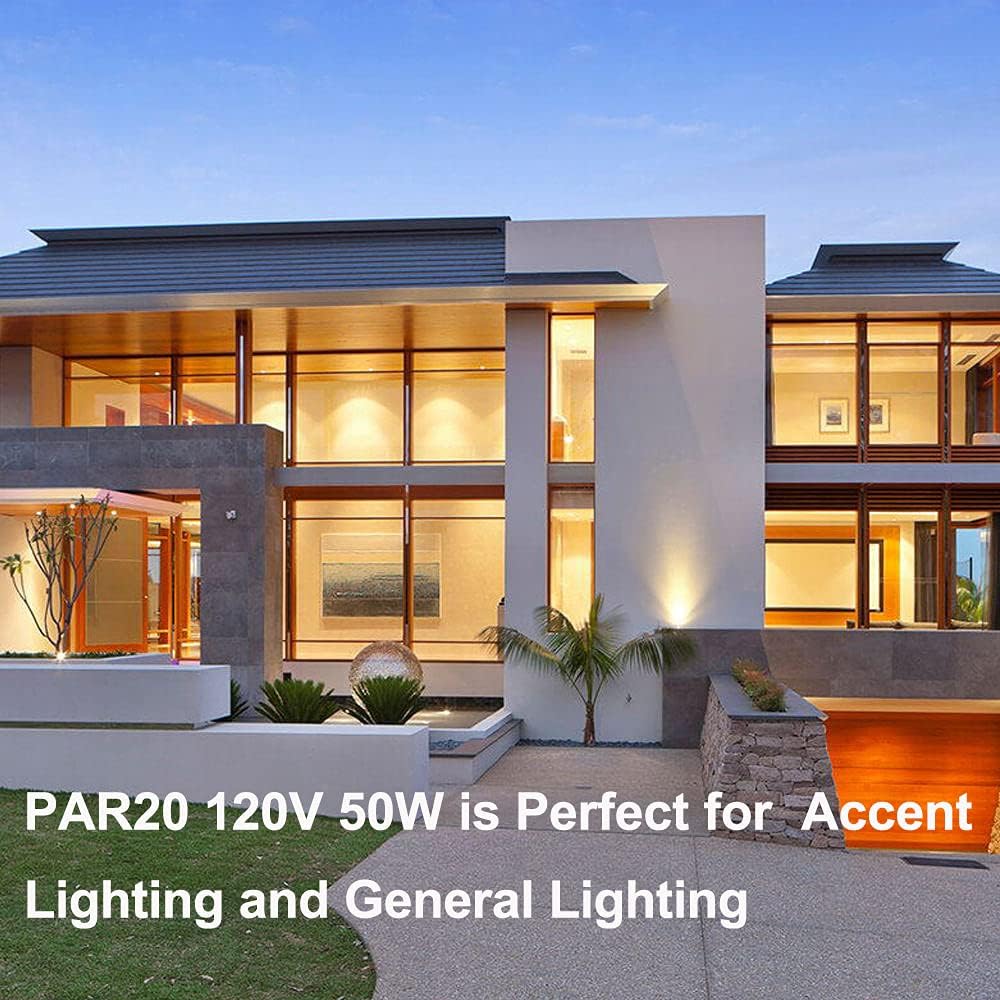 H&Z Par20 Bulbs 50W Range Hood Light Bulbs, 6Pcs Par20 50W 120V Flood Light Bulbs, Dimmable, High Brightness & Cri100, E26 Base,