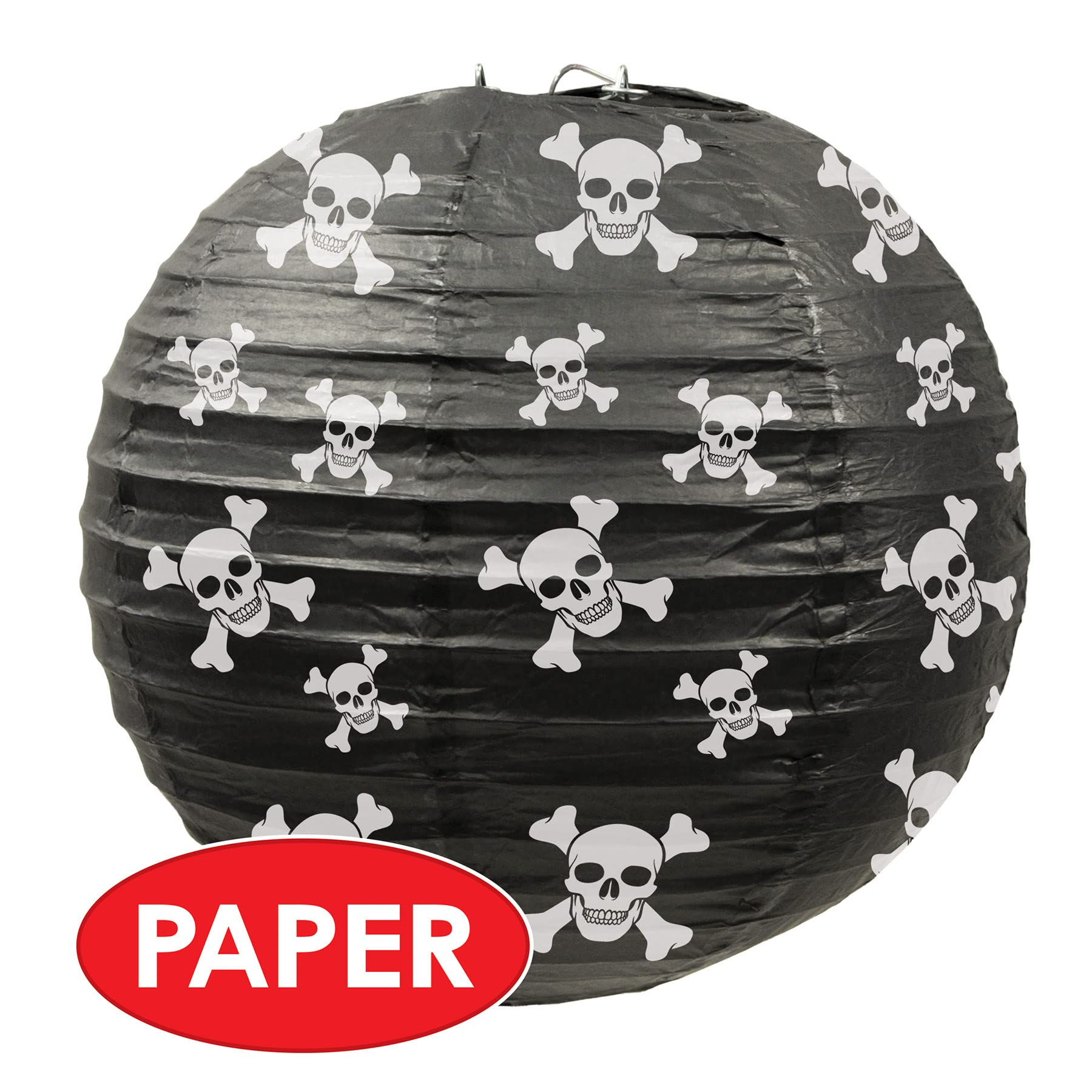 Beistle Pirate Paper Lanterns, 9 1/2-Inch, Black/White