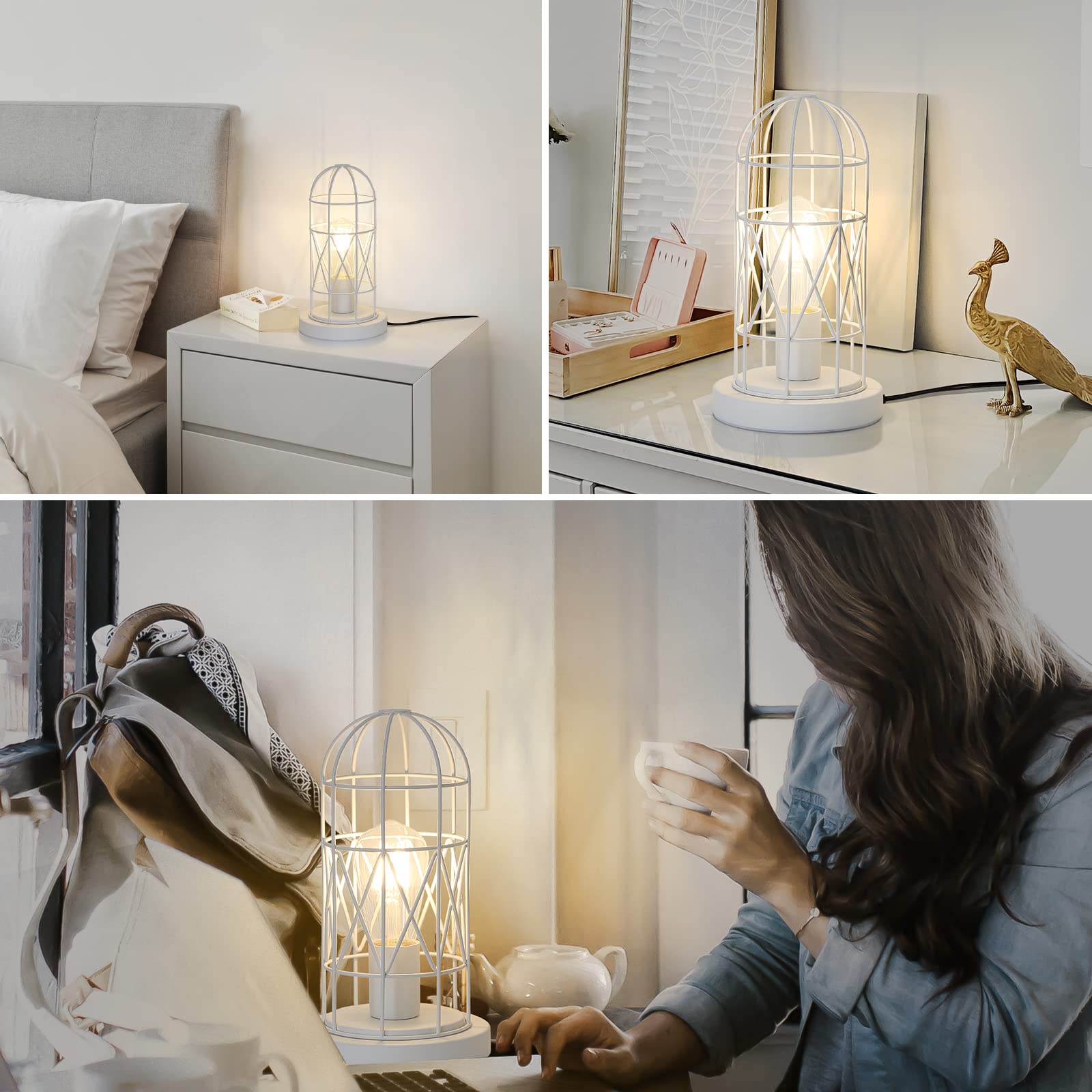 Bedside Touch Lamp, Small Table Lamp For Bedroom Living Room, 3 Way Dimmable Modern Nightstand Lamp, Simple Desk Lamp With White