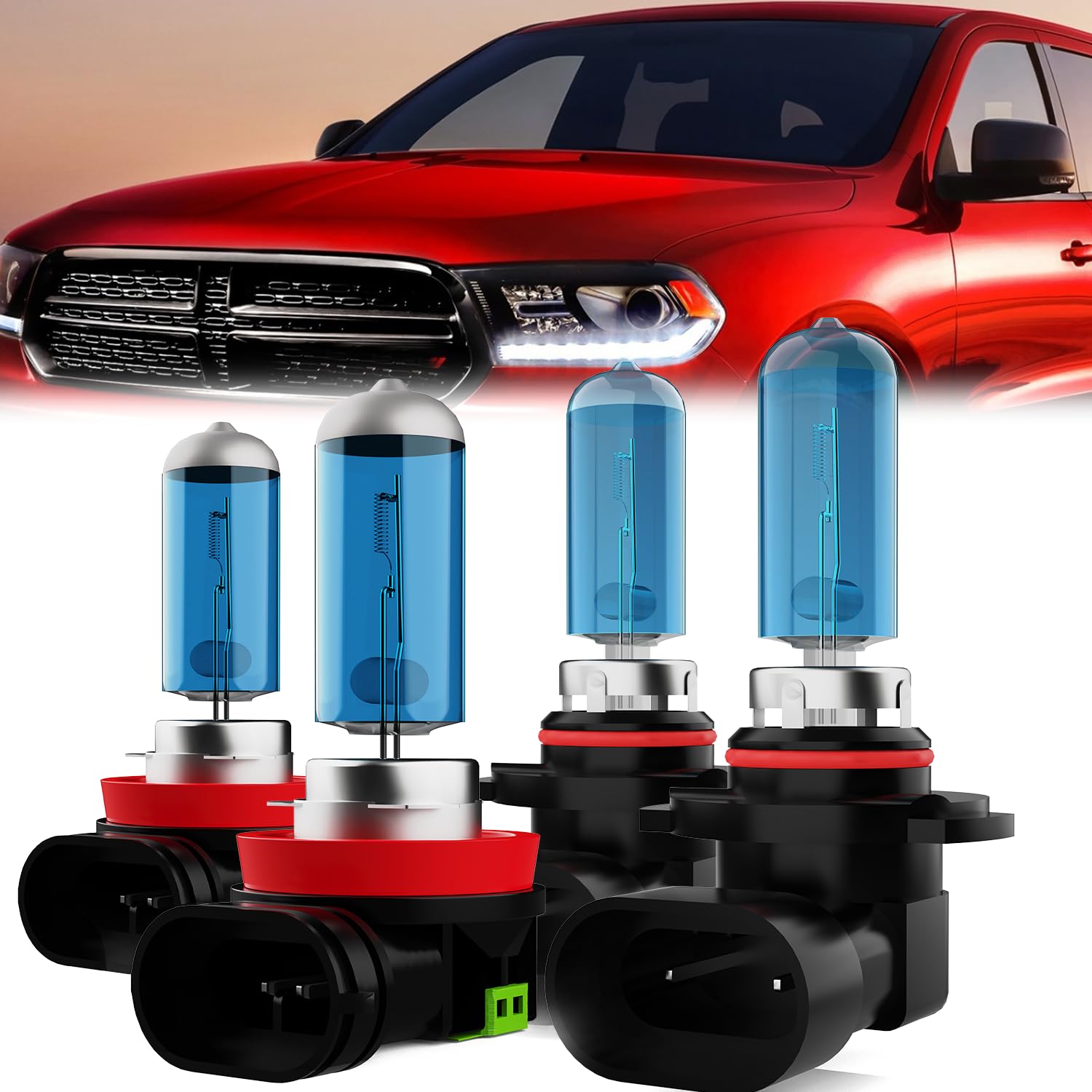 Leccibub Light Bulbs Compatible With Dodge Durango 2014-2015, 9012 High Low Beam + H11 Fog Lights Halogen Light Bulb Combo, Supe