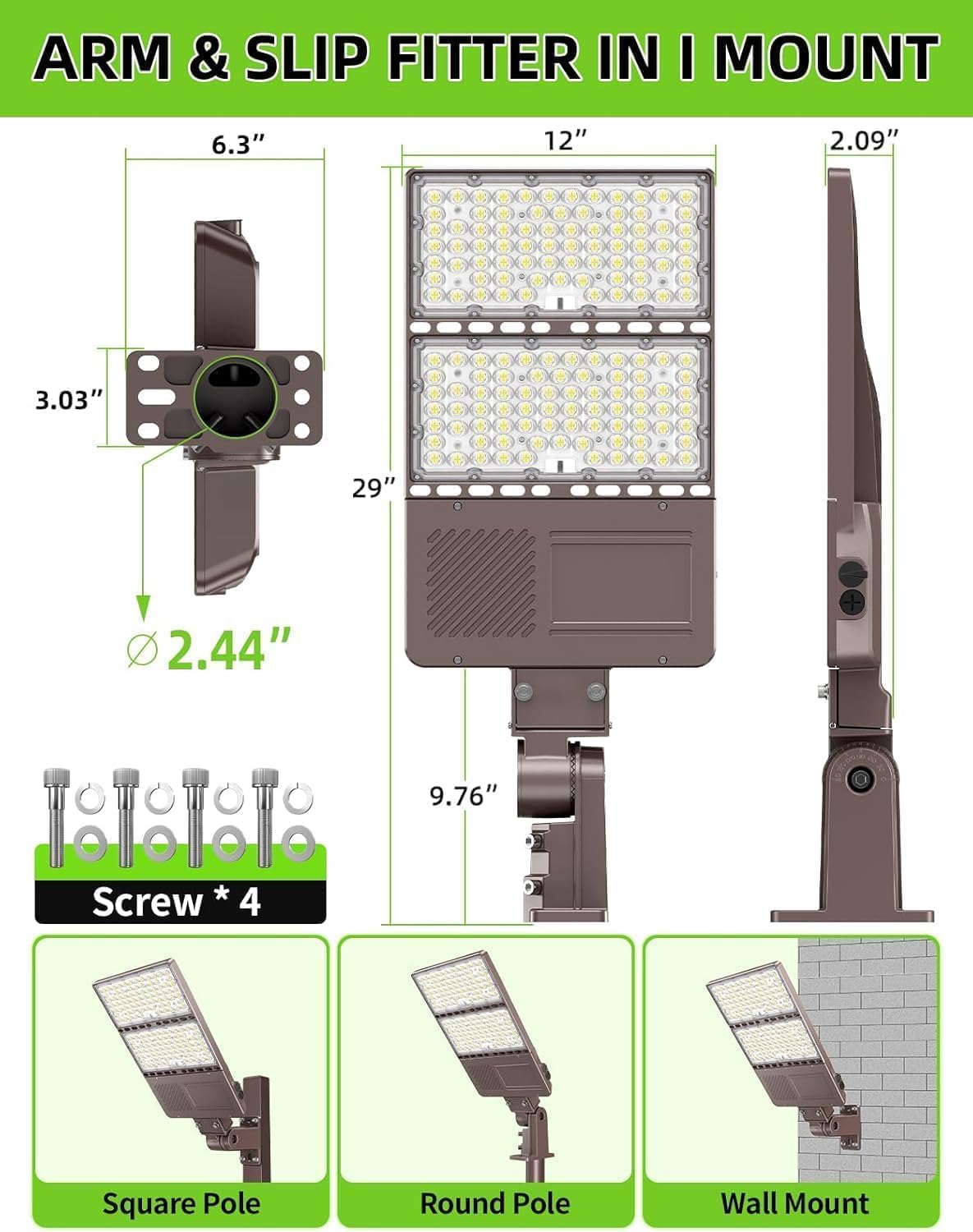 Openlux Led Parking Lot Light 320W 256W 192W Adjustable 4500K 5000K 5700K Tunable Up To 48000Lm Photocell Led Shoebox Pole Light
