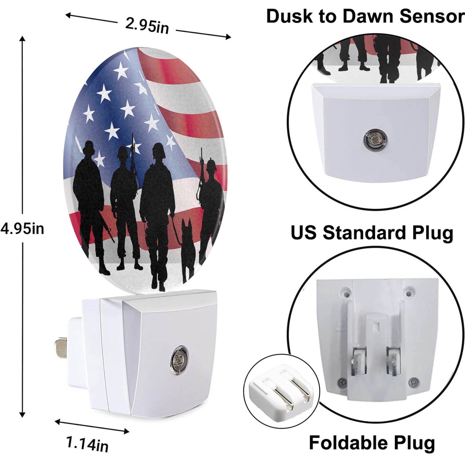 Uanvaha 4Th Of July Patriotic Night Light American Independence Memorial Day Always Remember Night Lights Plug Into Wall With Du