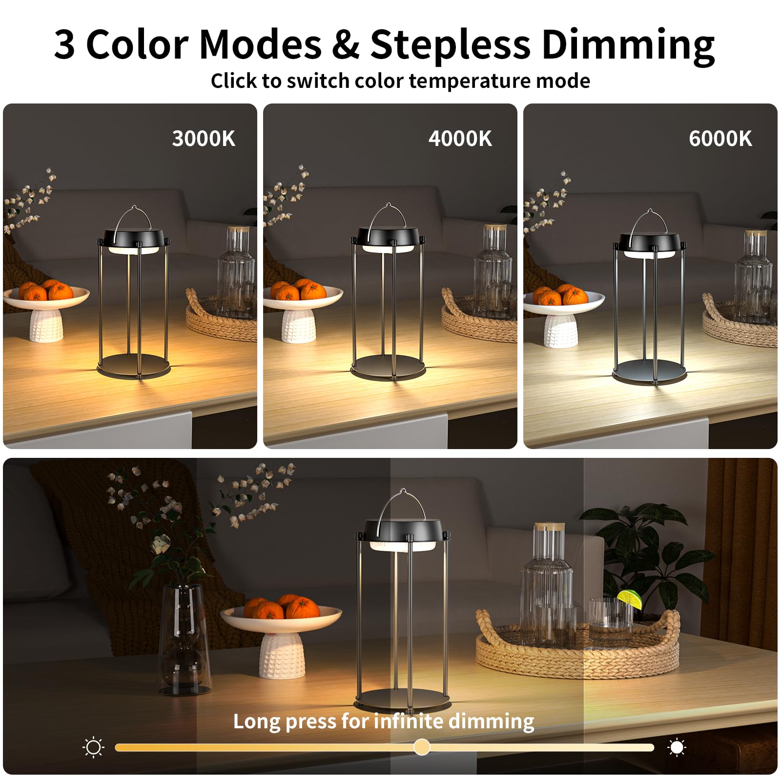 Bsgifts Solar Lantern, LED Hanging Light, 3 Color Modes, Waterproof, Black, Model CL-TD07A