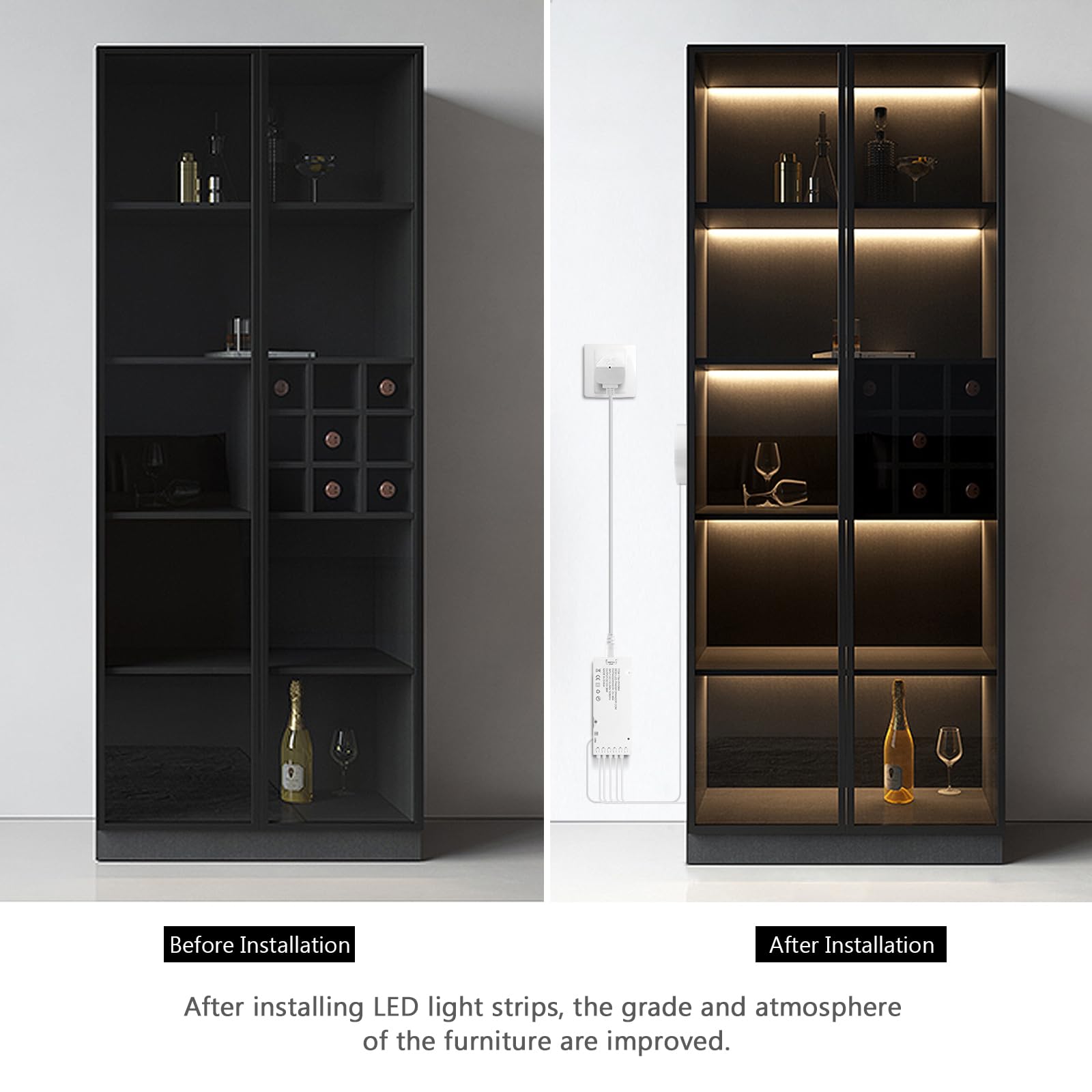 Tlinkosta Cabinet Light Cob Led Strip Lights 6-In-1 Dimmable Touch Control For Display Cabinets  Wardrobes  Kitchen  Wine Cabinets  Showcase & Shelf Lighting (Warm Light  3.3Ft)