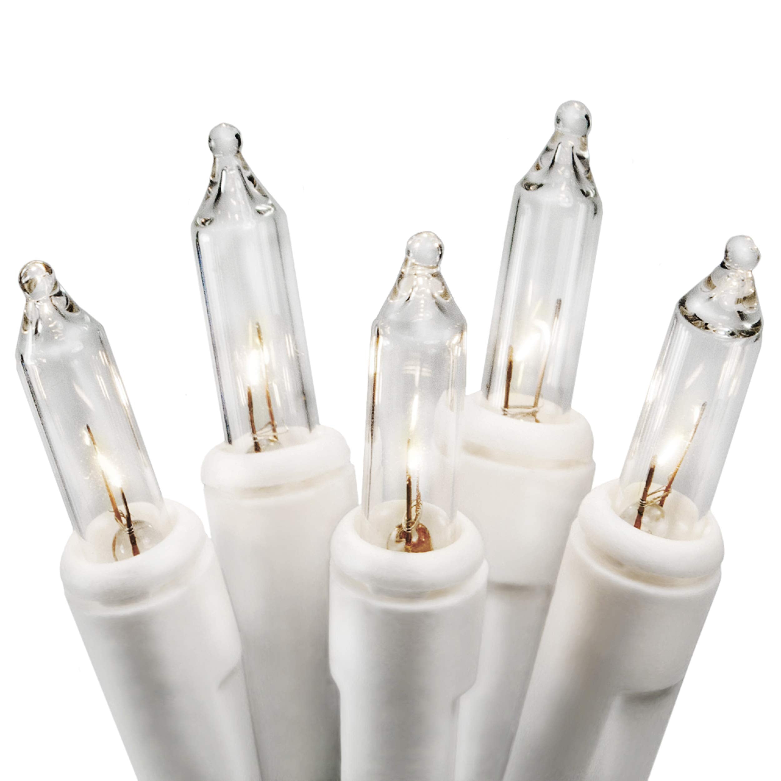 612 Vermont Clear 35 Count Christmas String Lights On White Wire Cord, Ul Approved For Indoor Use Only, Total Length 7.5 Foot, L