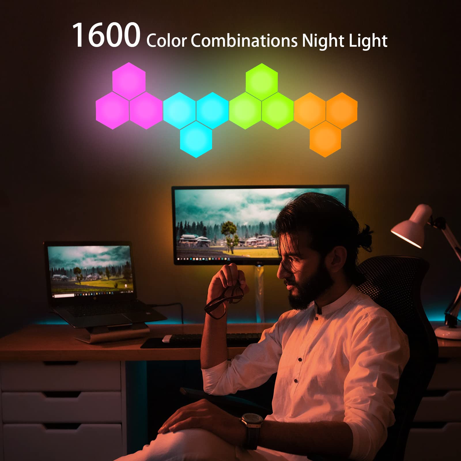 Yxqua Hexagon Led Wall Panels - Touch Control, Multi-Colored, Autism-Friendly, 12 Pack