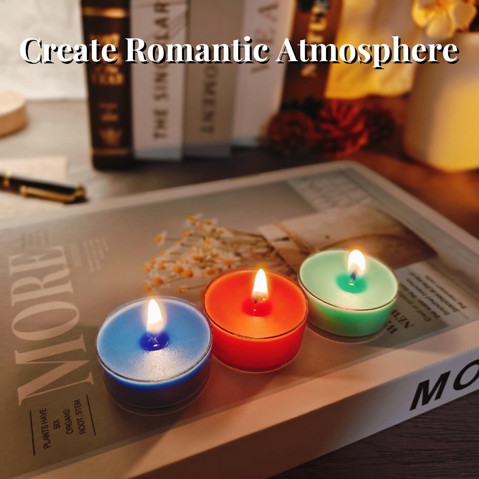 Unscented Colored Tealight Candles, Soy Wax with 4-5h Long Clean Burning, Perfect for DIY Candle Painting, Meditation, Witchcraf