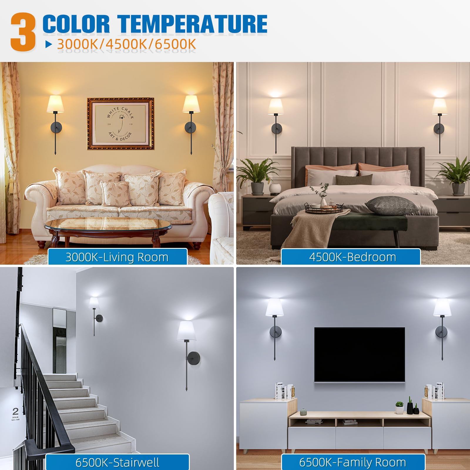 NIORSUN Wall Sconce Set of 2, Black Rechargeable Lights with 5200mAh Bulbs, Dimmable, Remote, 24 inch, Model SW013