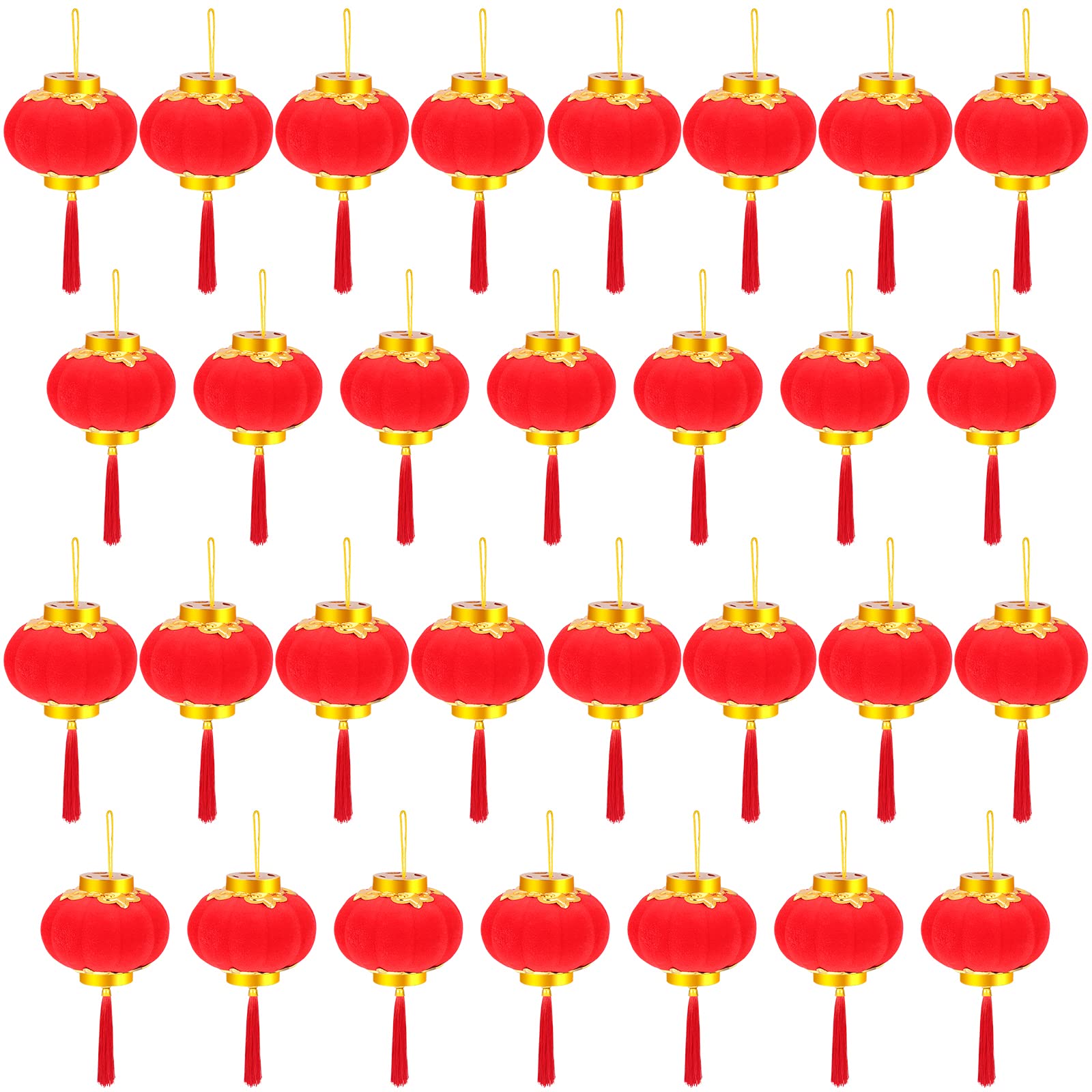 30 Pack Red Chinese Mini Lanterns Decorative Lucky Hanging Lanterns Decoration New Year Wedding Party Hang Mini Lantern Home Dec