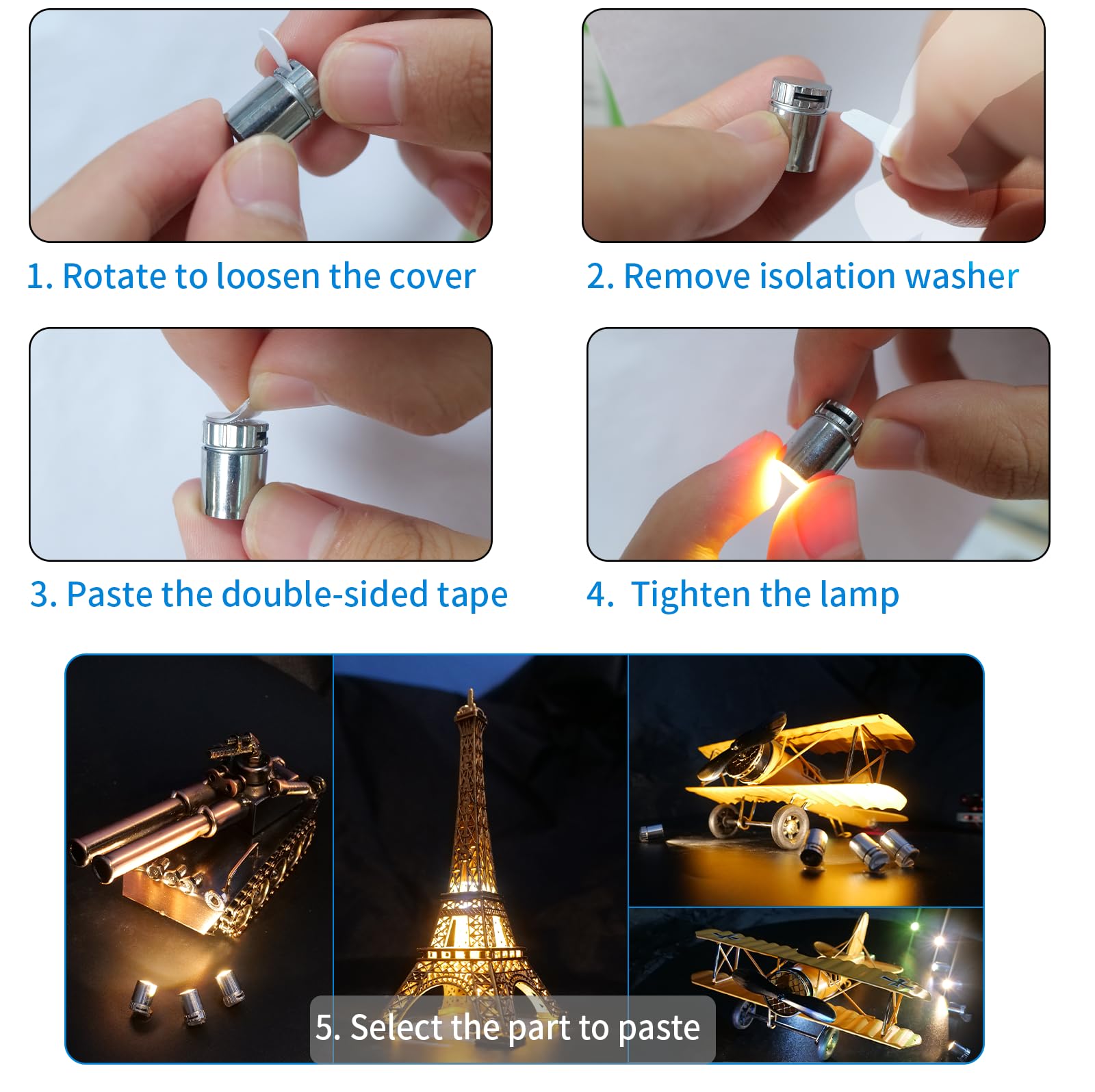 Mini Led Lights  10 Pcs Small Spotlight Battery Operated Tiny Smd Lamp  Miniature Led Light For Diy Hand Craft  Small Ssl Lights For Dollhouse  Action Figures  Toy Building (Warm White)