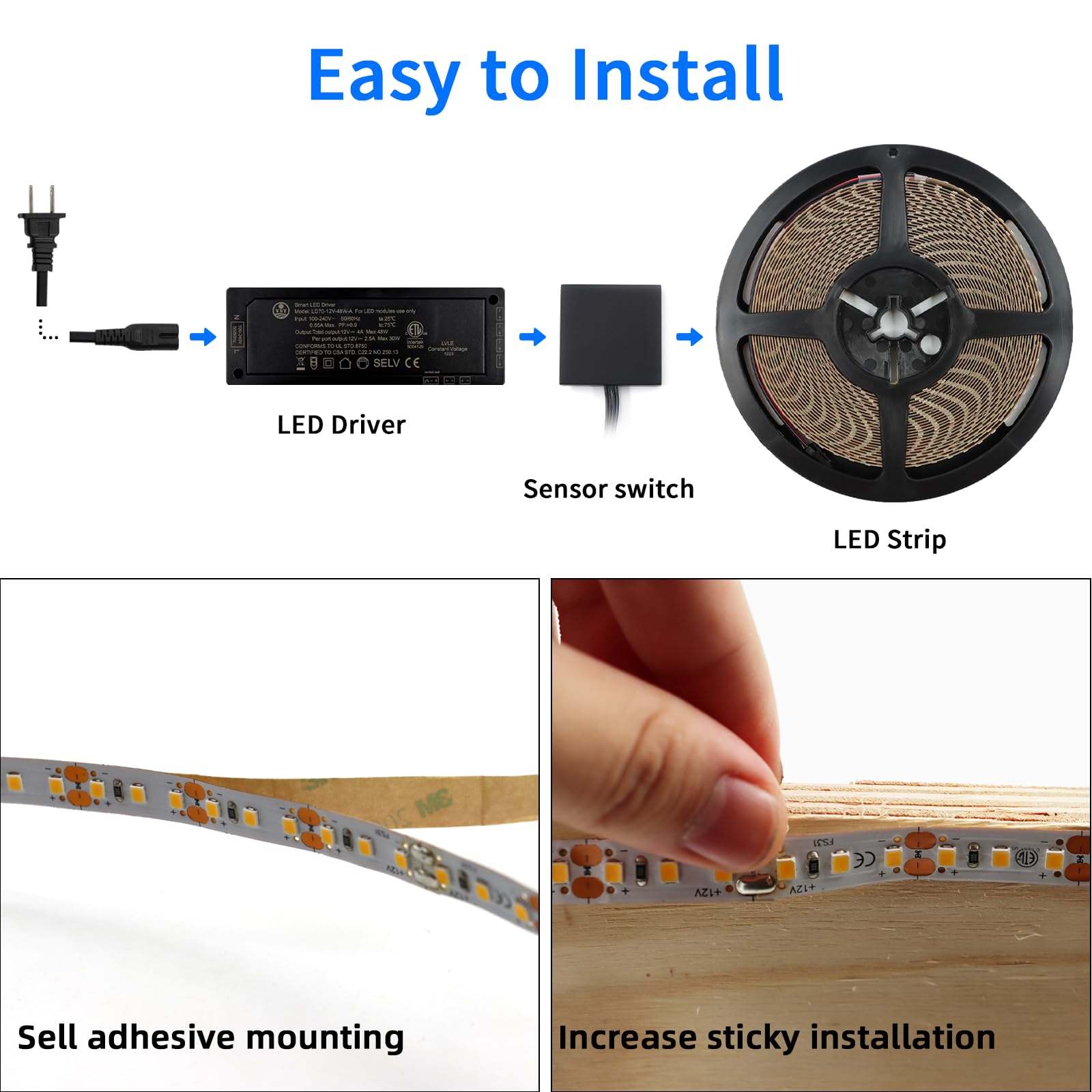 Vst Led Strip Lights Warm White 120Leds/M 1000Lm/M 9.6W/M Led Tape Light 12V 2835 Cuttable Connectable Dimmable Led Strips For Indoor Under Cabinet Etl-Listed,No Driver (3000K-32.8Ft, White)