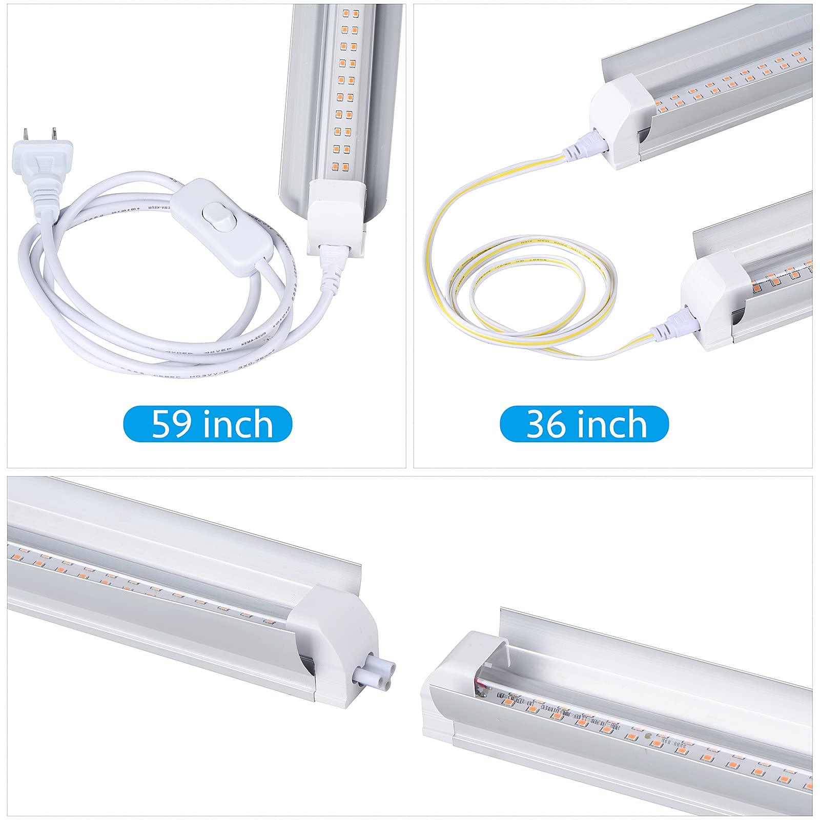 Grow Light For Indoor Plants,4Ft T8, 270W(6 X 45W, 1620W Equivalent), Super Bright, Full Spectrum Sunlight Plant Light, Led Grow