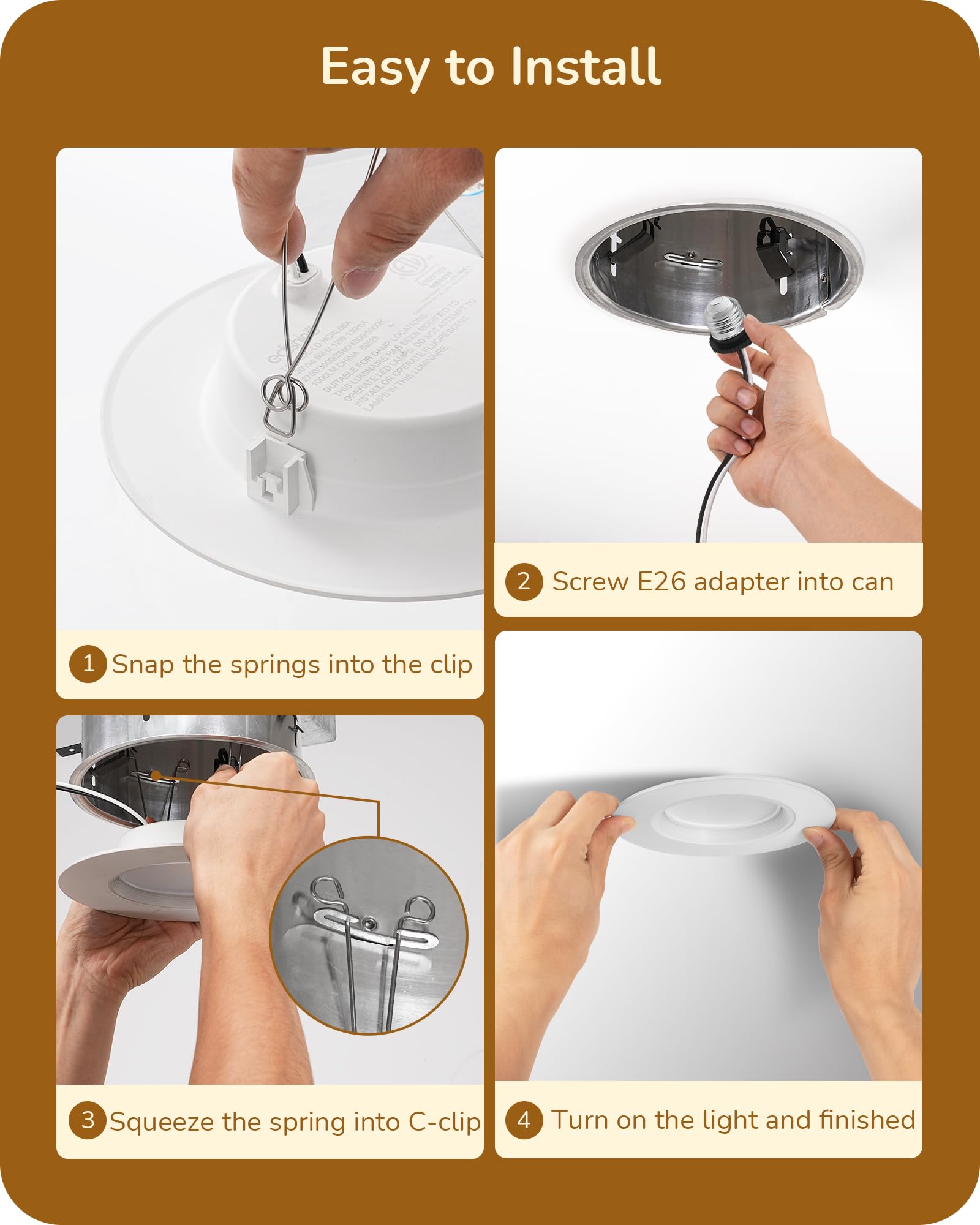 EDISHINE 12 Pack 5CCT Recessed Lighting 6 Inch with Night Light, 12W 1000LM CRI90+ Dimmable LED Ceiling Can Lights, 2700-5000K S