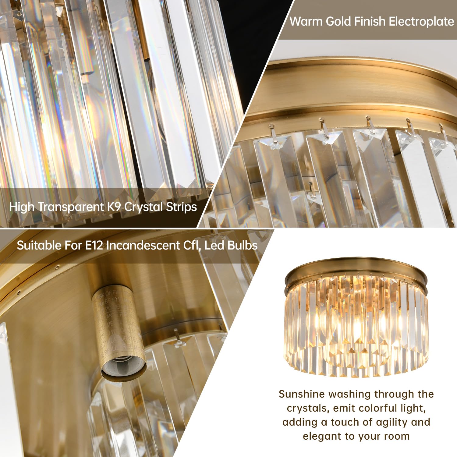 Blinghy Flush Mount Ceiling Light, Crystal Ceiling Light, Modern Crystal Chandelier Ceiling Chandelier. Suitable For Living Room