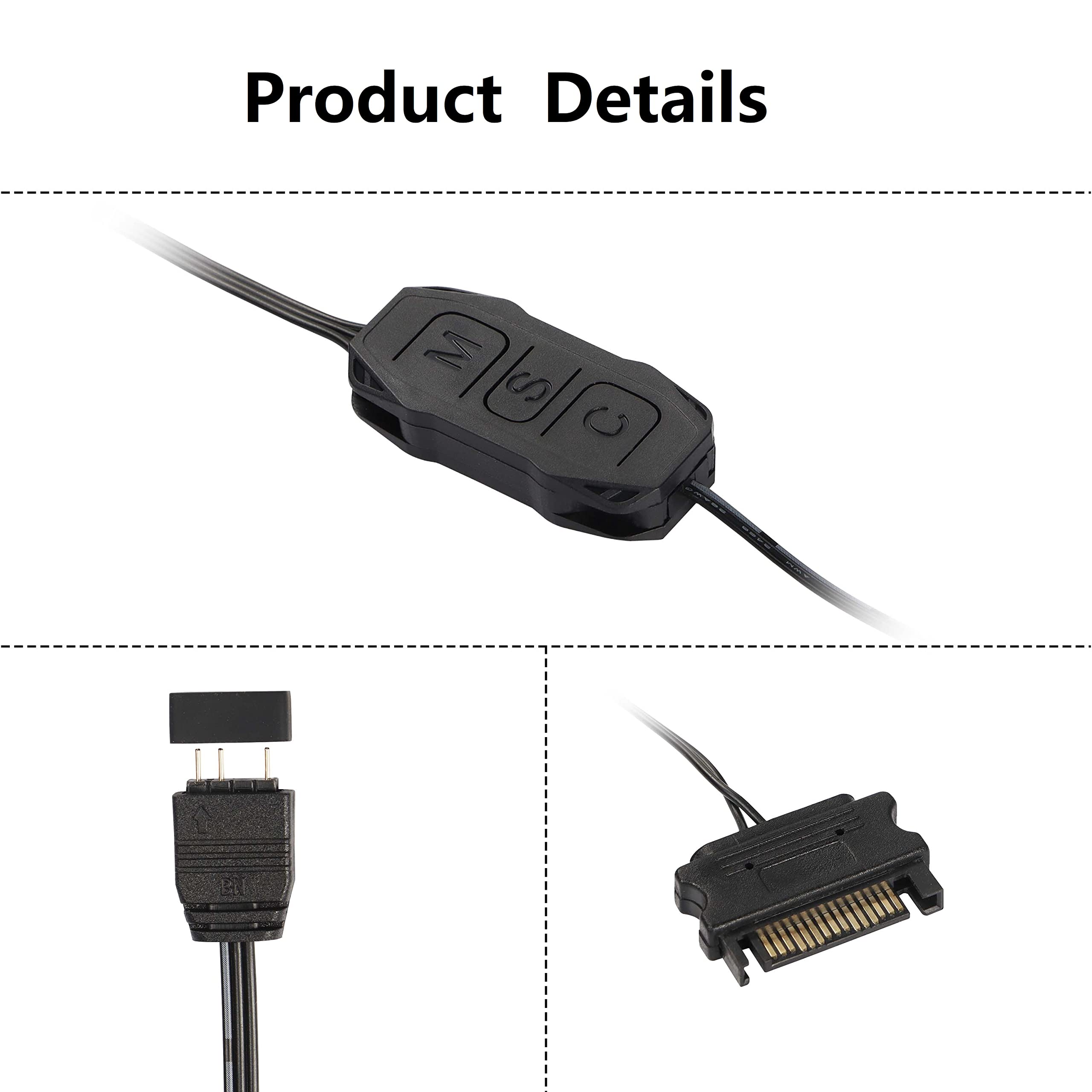 Xmsjsiy Argb Controller 5V 3 Pin Rgb Controller Cable,Sata Power Supply Light Stripe Controller-1 Pcs