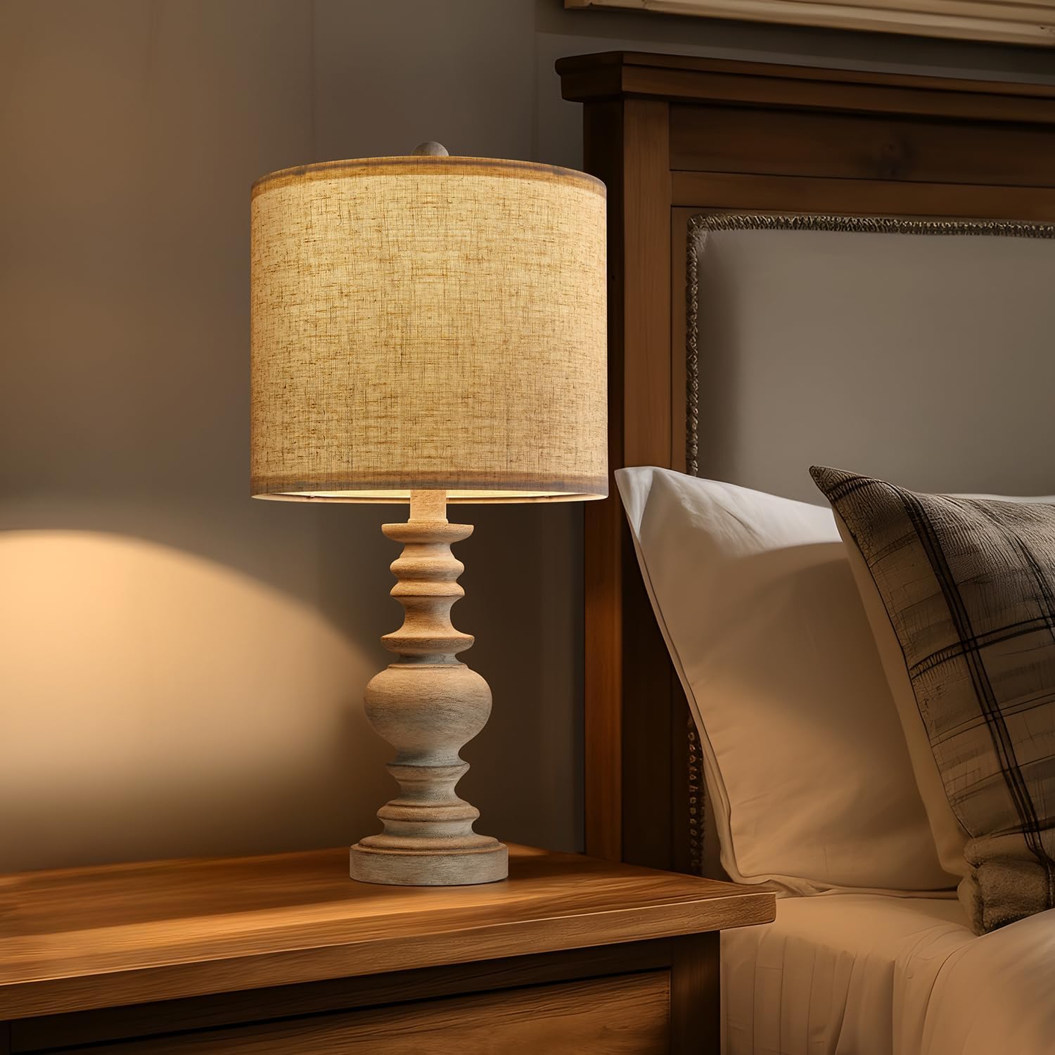 Bobomomo Tradition 20'' Rustic Table Lamp Set Of 2 For Living Room Bedroom Bedside Desk Lamps Bedroom Nightstand Vintage Lamps L