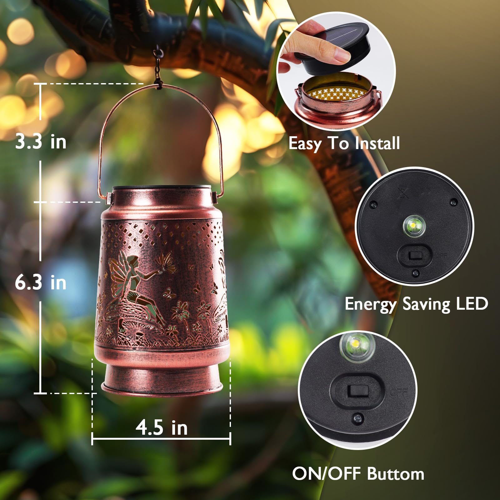 Homemory Christmas Gifts For Women Mom Grandma  Solar Lanterns Fairy Lights Outdoor Waterproof Garden Decor  Led Hanging Solar Lights For Yard  Patio  Backyard  Porch  Lawn