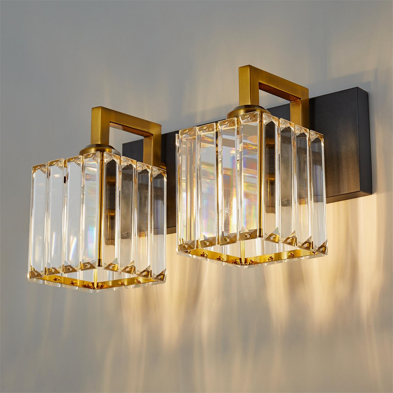 FDPBY Modern Bathroom Vanity Light 2-Lights Metal Wall Lamp Black Gold JW-003