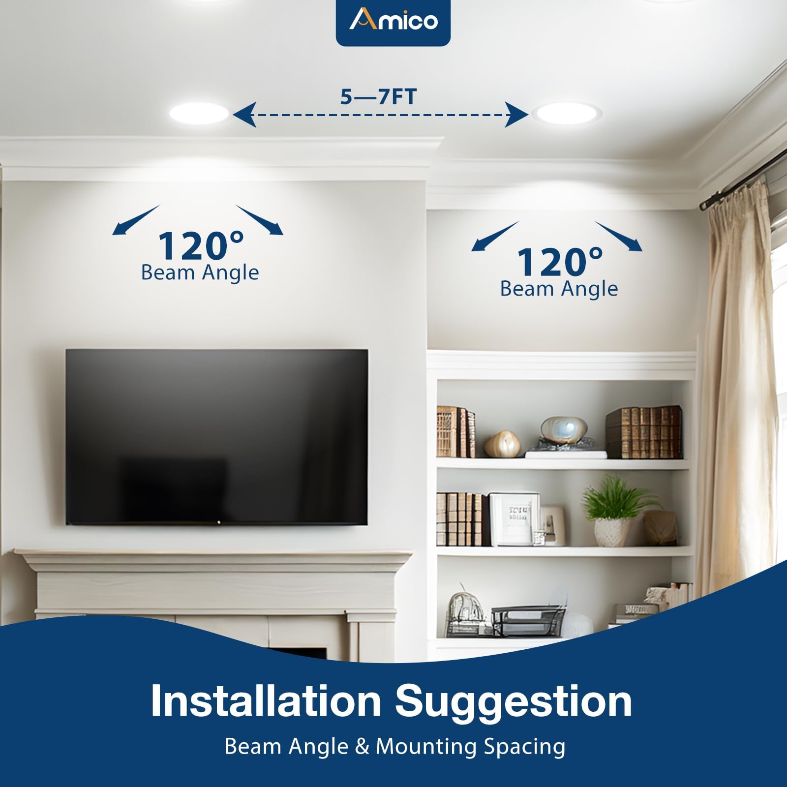 Amico 4 Pack 6 Inch Ultra-Thin LED Recessed Light, 5CCT Selectable, Dimmable, 12W Equivalent, Model A18GL011004017