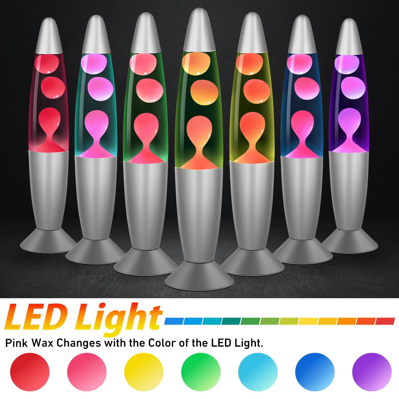 Dalavalampa LED Pink Liquid Motion Lamp, 13" Color Changing Night Light for Kids, Metal Table Lamp for Home Bedroom Decor