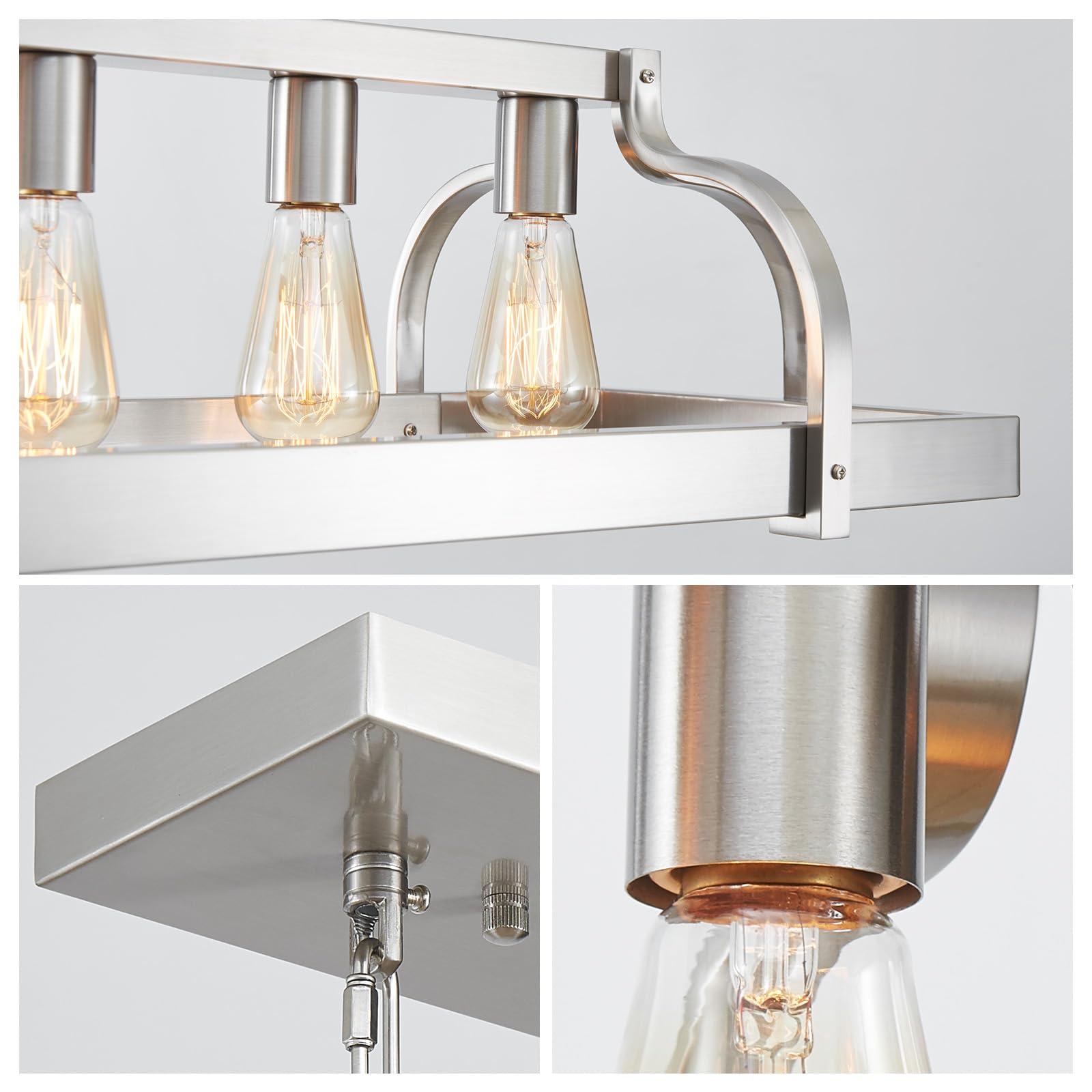 Wuzups 5-Light Metal Pot Hanging Rack Chandelier Linear Pendant Ceiling Lighting Rustic Farmhouse Fixture Kitchen Island Dining