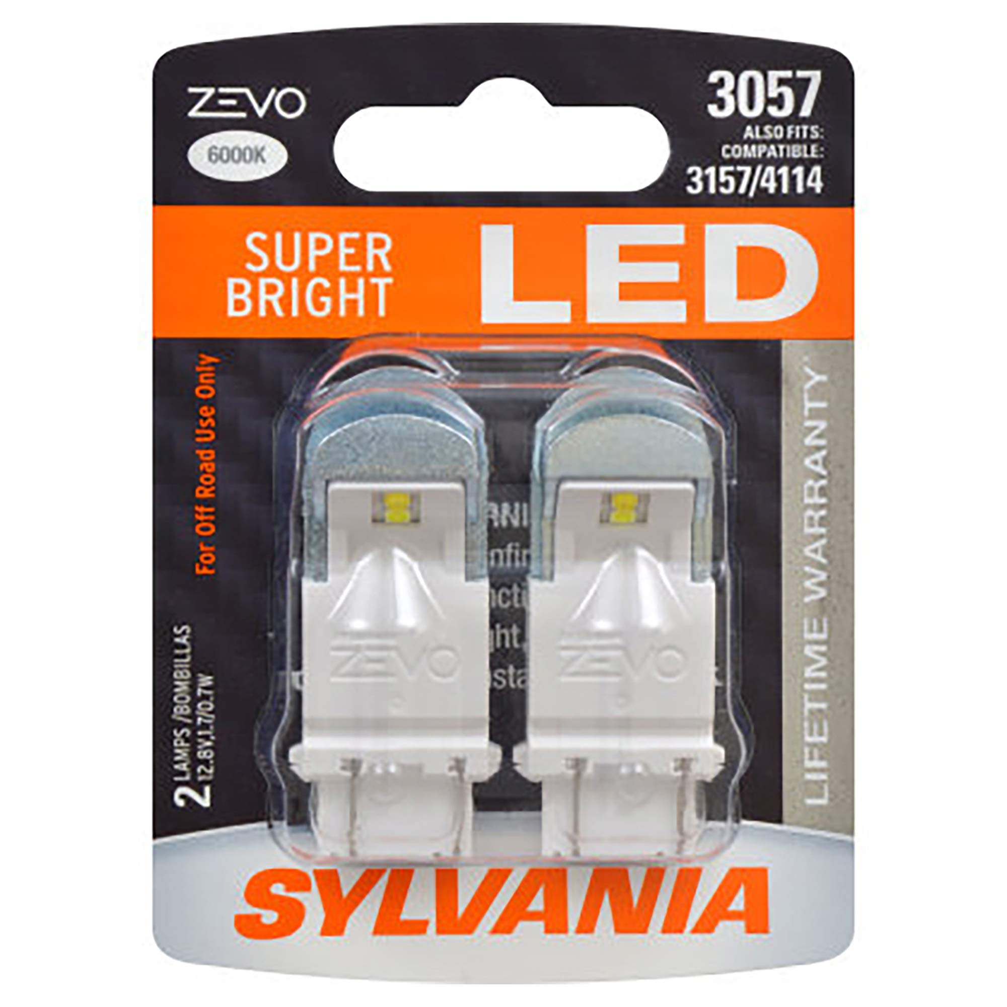 SYLVANIA 3057 ZEVO LED Bulb - Bright White for DRL & Reverse Lights, 2-Pack