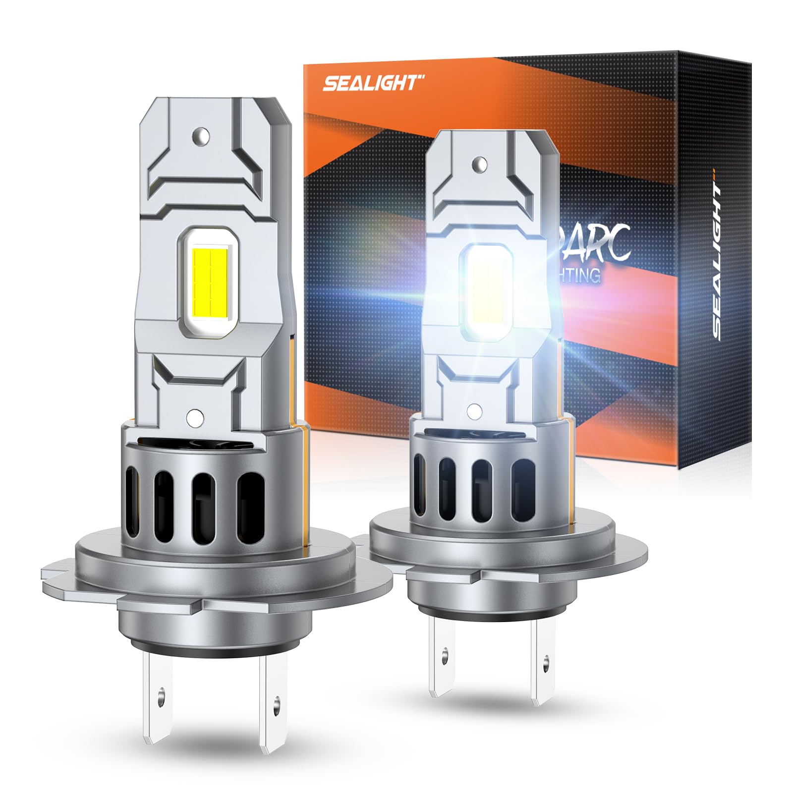 SEALIGHT H7 Light Bulbs, 30000LM Brightness, 14000RPM Cooling Fan, Plug-N-Play, Pack of 2, White