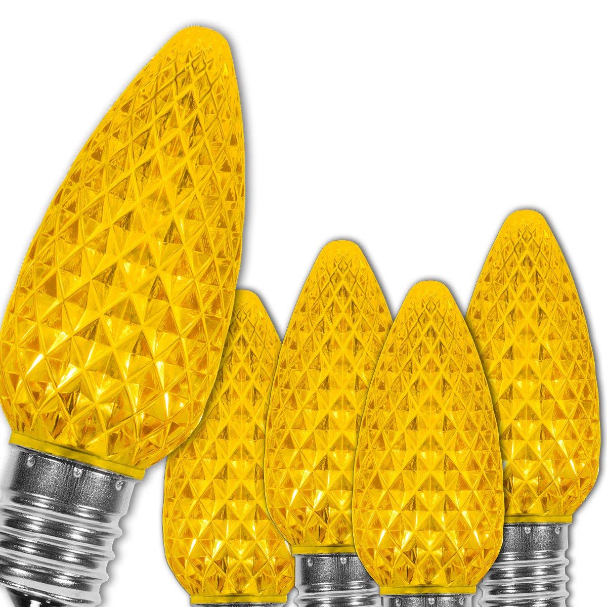 Wintergreen Lighting Box Of 25 Opticore C9 Led Gold Christmas Light Bulbs - Replacement Led Christmas Lights Heavy Duty enhanced Outdoor Christmas Lights  E17 Base (Gold Faceted)