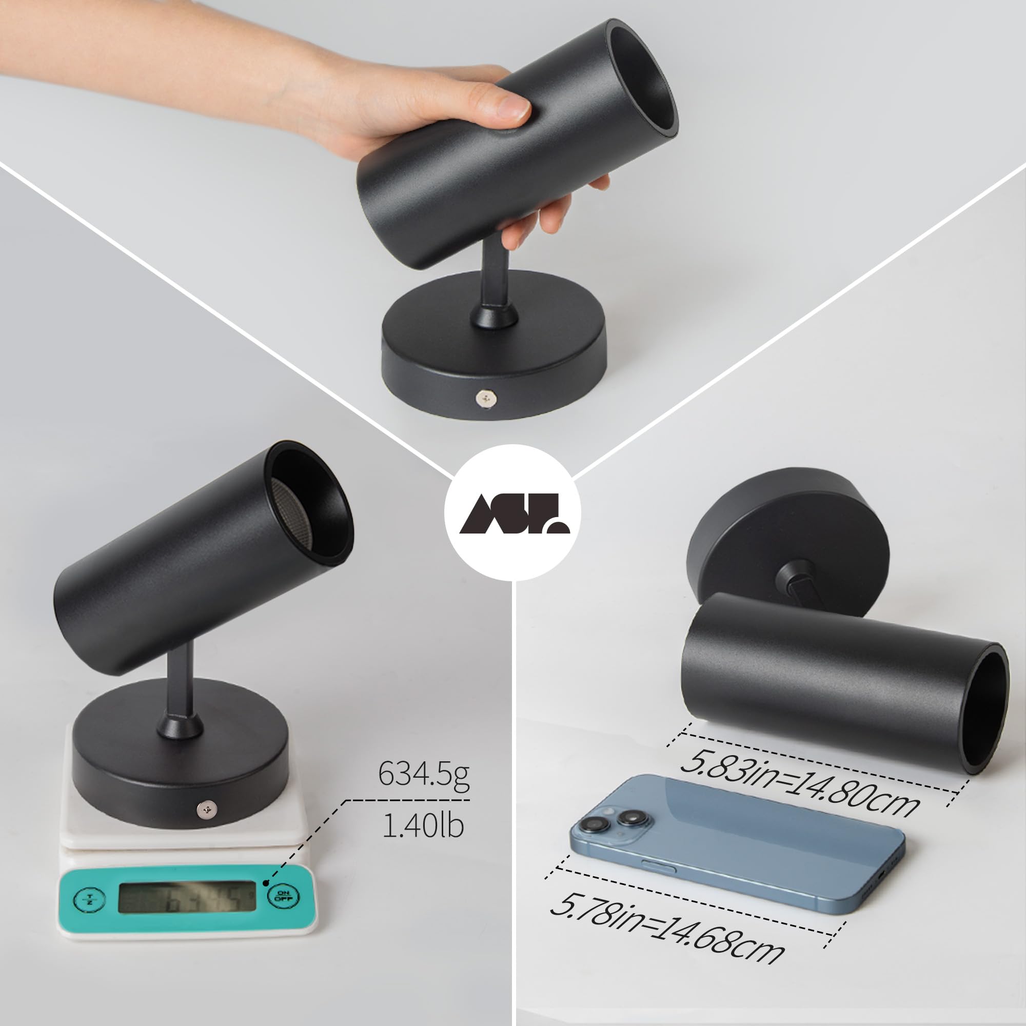 Aisilan 12W Black Adjustable Led Ceiling Spotlight, 3000K Warm White Accent Light For Indoor Use