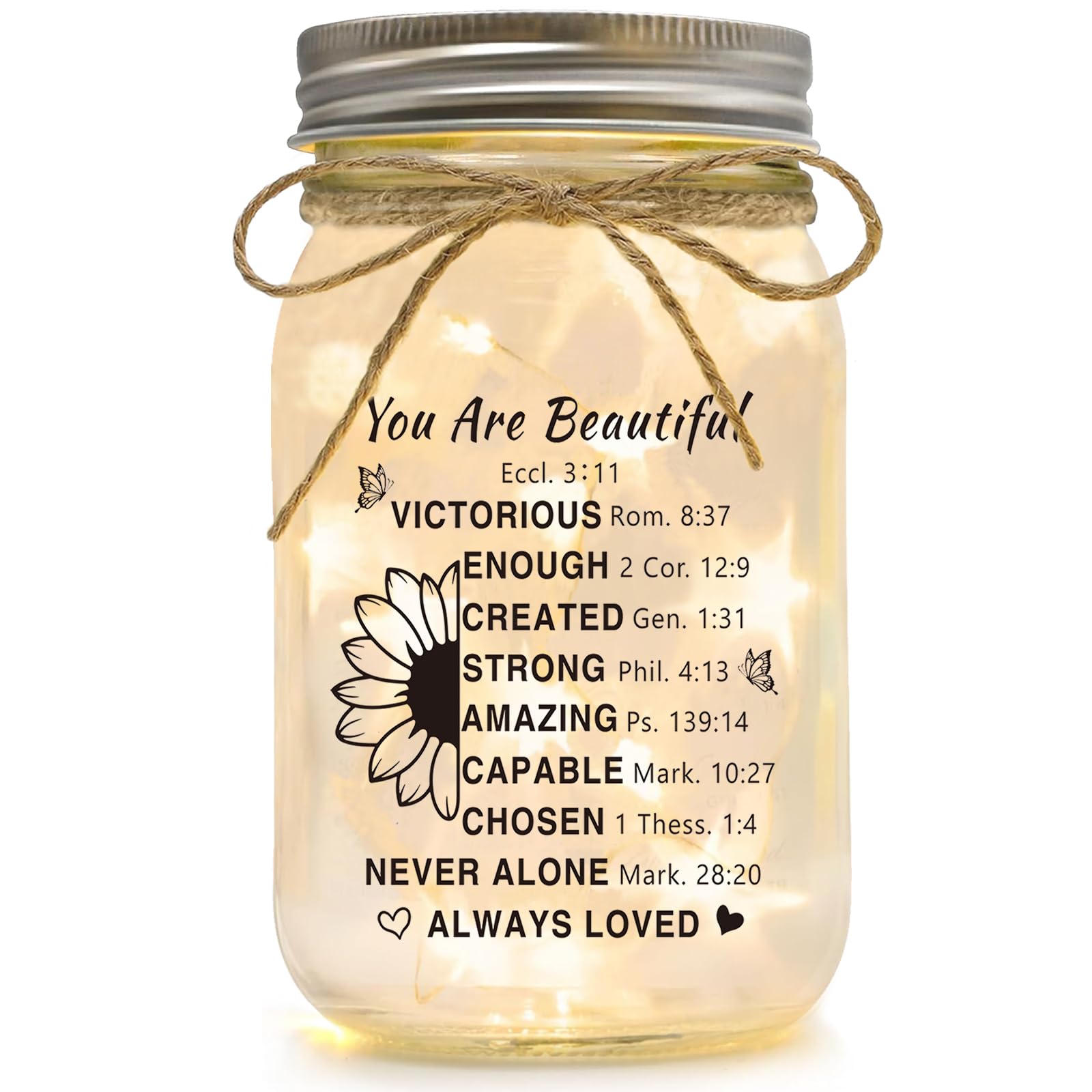 Christian Gifts for Women Birthday, Mothers Day Gifts For Mom - Inspirational Mason Jar Night Lights Gifts for Christmas, Sister