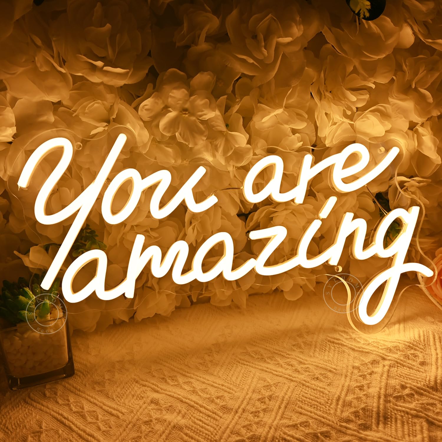 SYLHOME Neon Light Sign - You Are Amazing - Warm White Acrylic - 15.75in x 8.94in - Wall Decor for Girls Bedroom, Kids Room, Parties