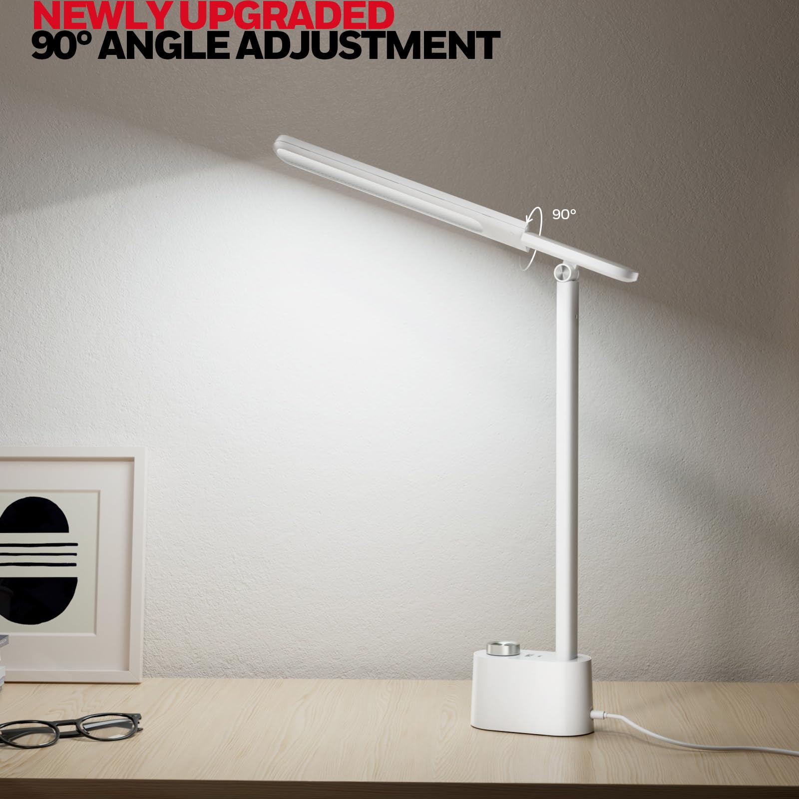 Honeywell LED Desk Lamp - H01 Pro Sunturalux™ Foldable Light, USB A+C Charging, 3 Color Modes, White