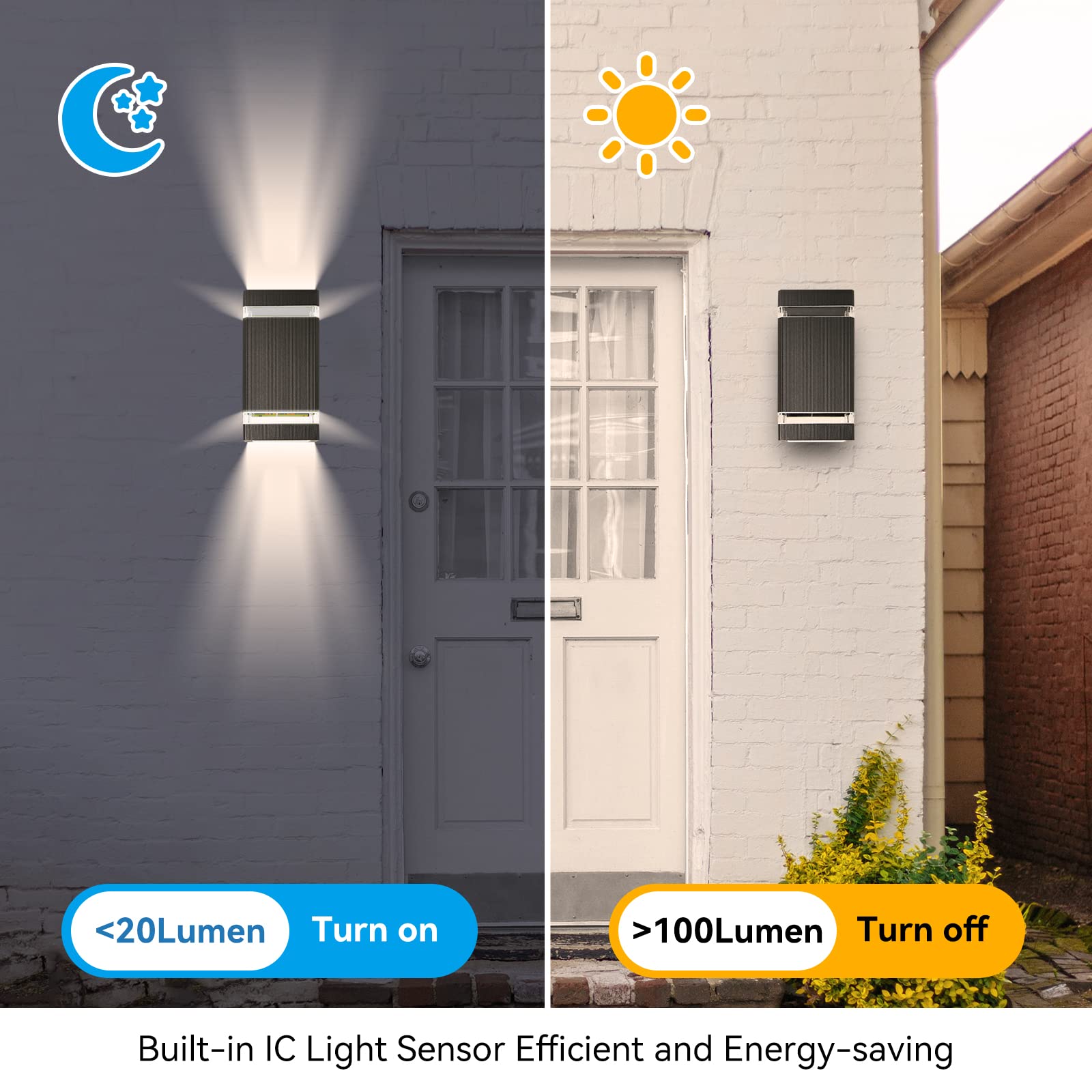 Tesjaso Dusk To Dawn Outdoor Wall Light Modern Up Down Led Wall Sconce, Aluminum Waterproof Exterior Lighting Fixture Porch Ligh