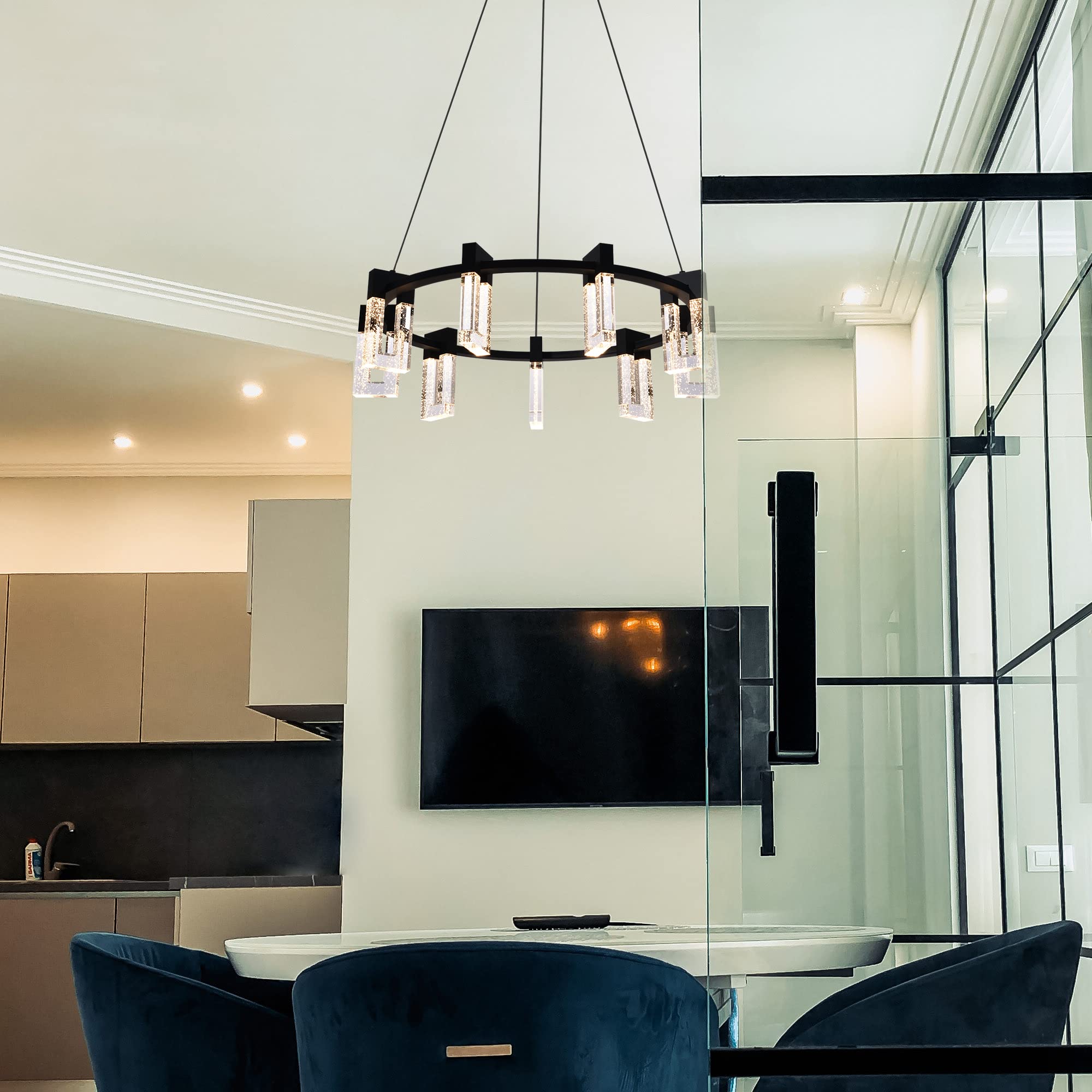 Vonn Sorrento 27&quot; 9-Light Adjustable Black Led Chandelier - Etl Certified Pendant Lighting