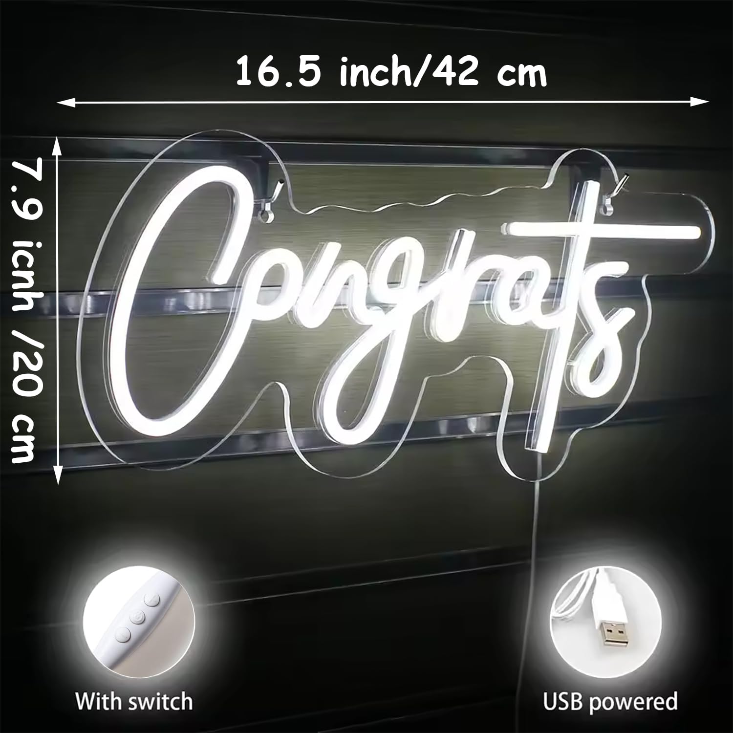 Nosun Congrats Neon Sign Celebrate Neon Signs For Wall Decor Led Signs Lights For Wall Decor With Dimmable Light Up Signs For Bedroom Bar Club Colleges Wedding Birthday Party Decor Engagement Gifts