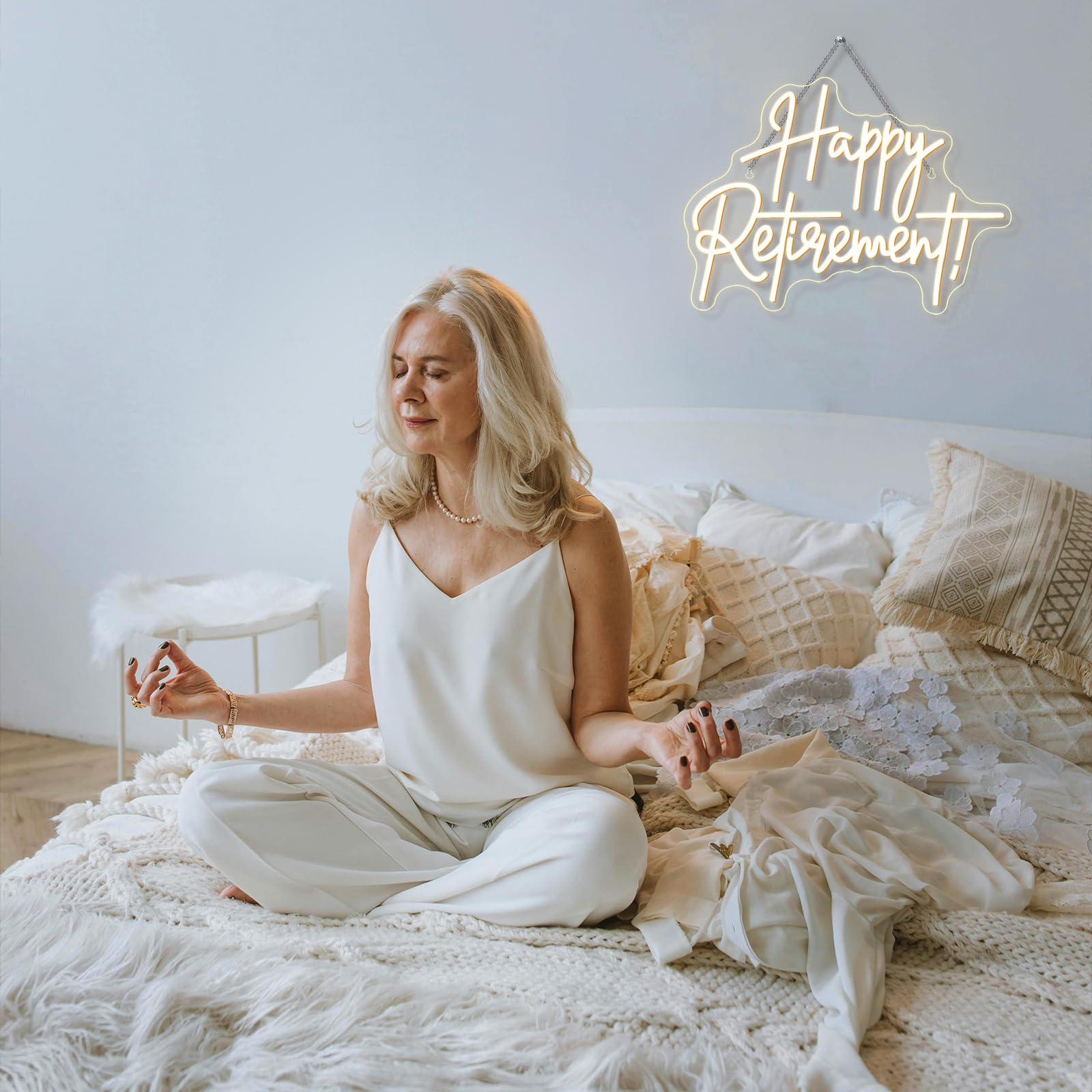 Looklight Happy Retirement Neon Sign Dimmable Neon Signs For Wall Decor Led Lights For Birthday Party Room Bedroom Decoration Celebrating Retirement Gifts Usb Powered 16.54X12.09In