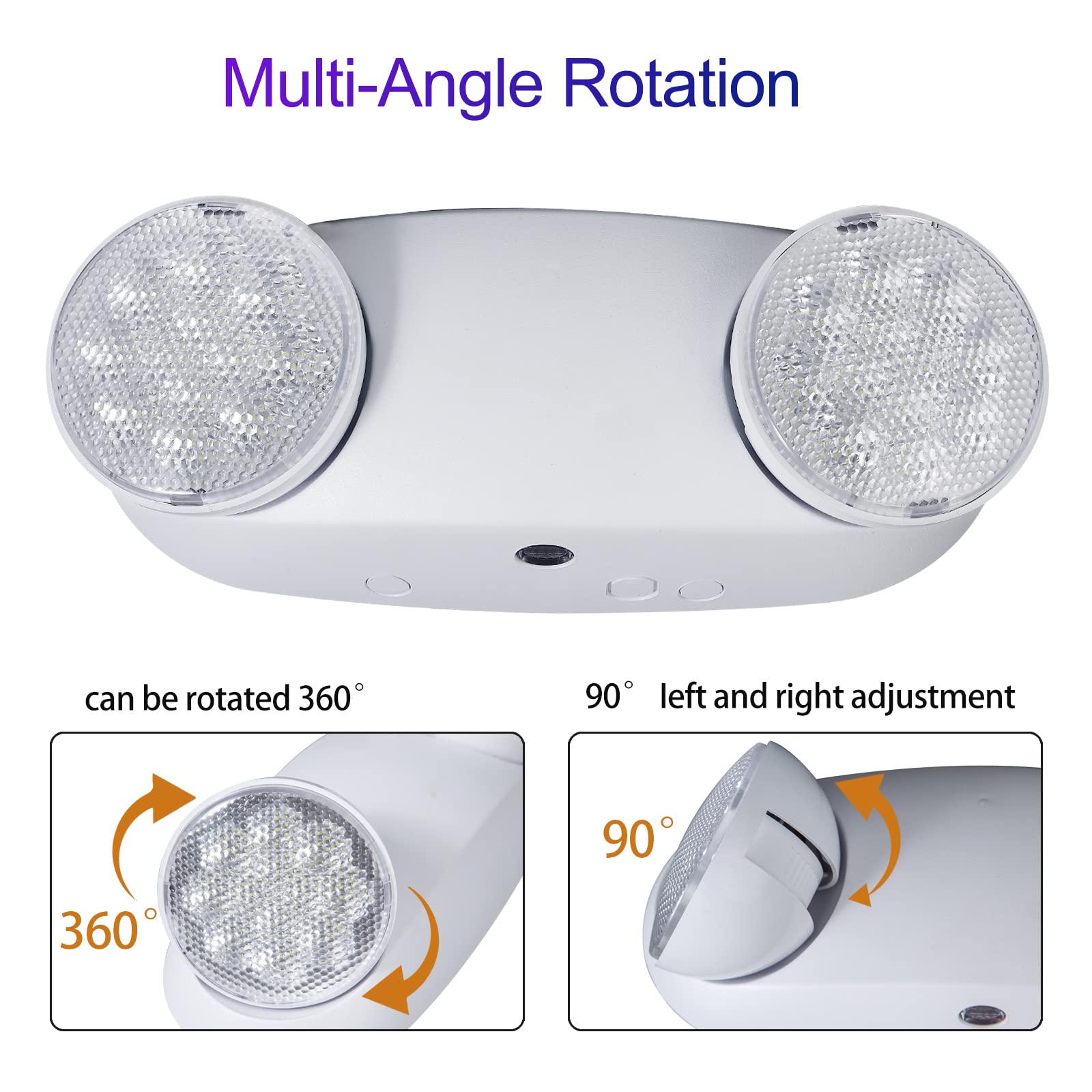 TANLUX LED Emergency Lights - Battery Backup, Round Head, White, Model TL-EM239WH-Plug, for Home & Business, AC120V Input