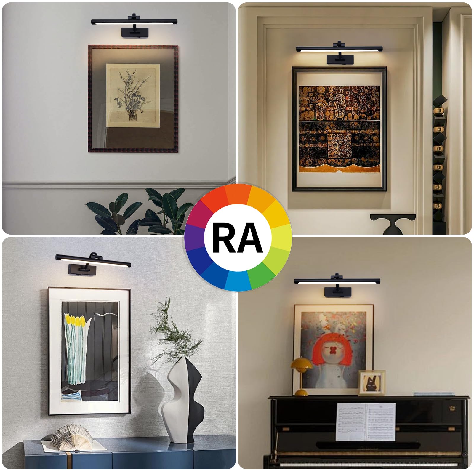 Black Picture Lights Battery Operated 16  Frame Light Rechargeable Gallery Lighting Remote Wireless Art Light For discomfort-reducingting Dimmable Display Lights With Timer Wall Sconce For Portrait Dartboard