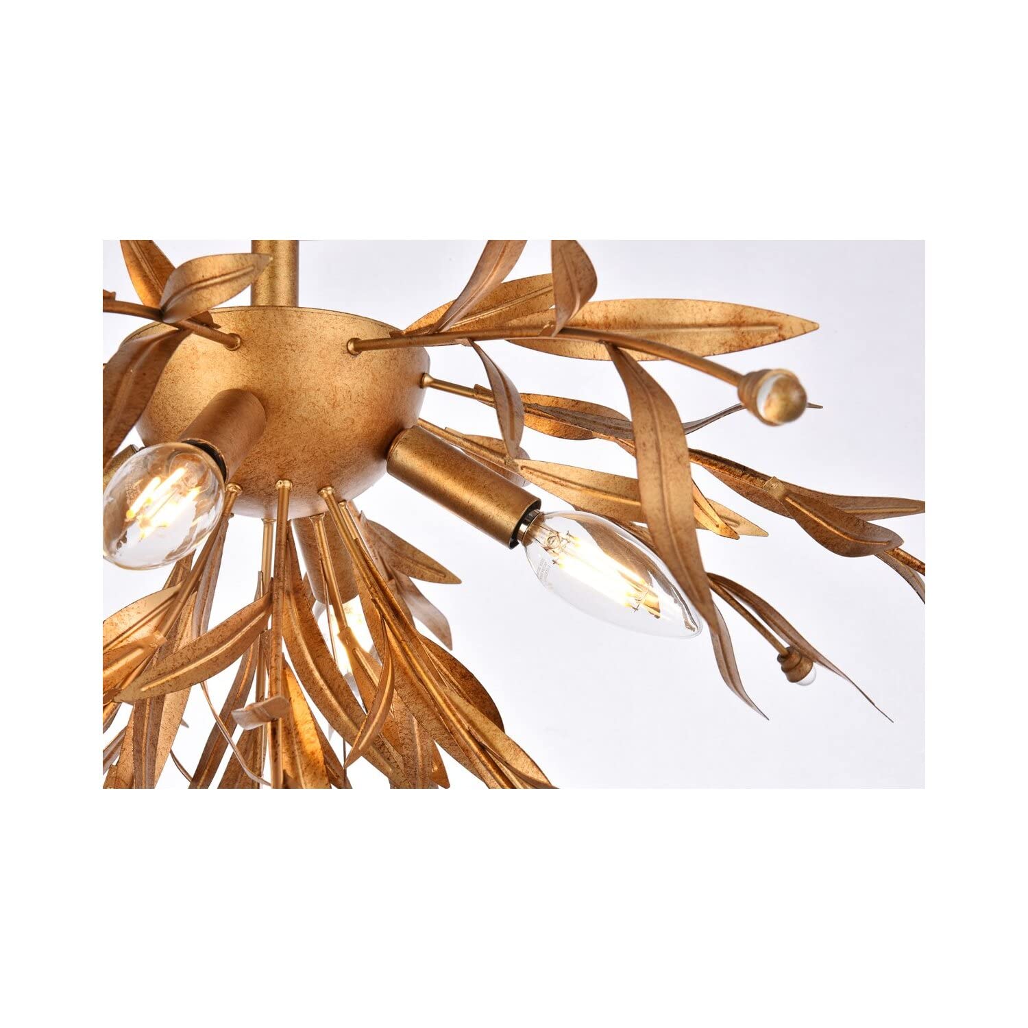 Living District Priscilla 4-Light Mid-Century Metal Flush Mount in Gold Leaf