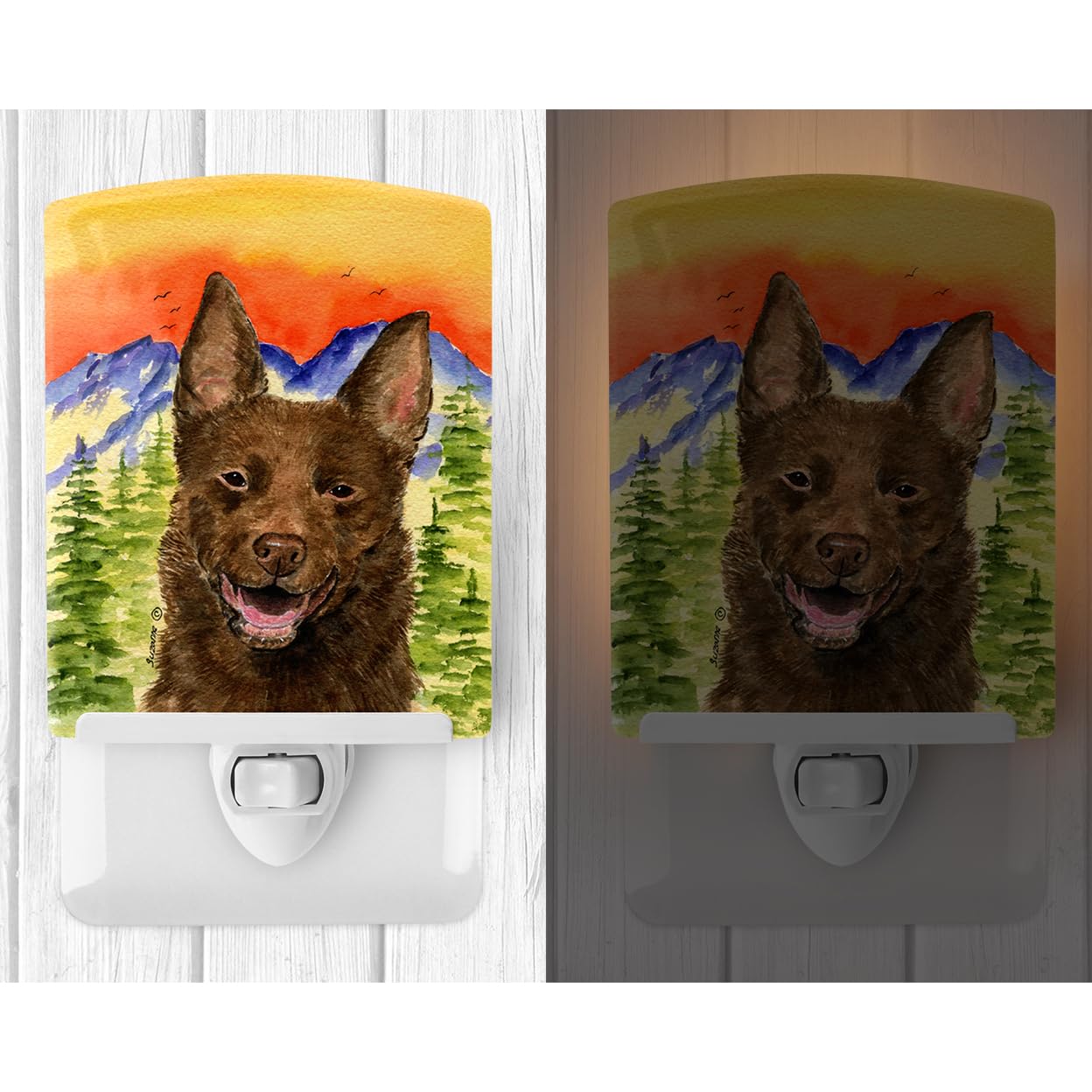Carolines Treasures Ceramic Night Light, Australian Kelpie, UL-Certified, 6x4x3 inches, Model SS8422CNL, Multicolor