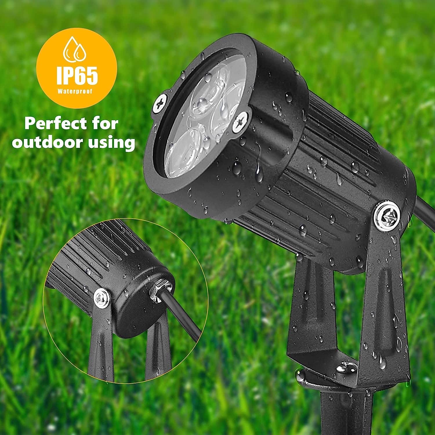OurLeeme 3W LED Spot Lights - Waterproof Aluminum Lawn Flood Light, 2 Pack, Green