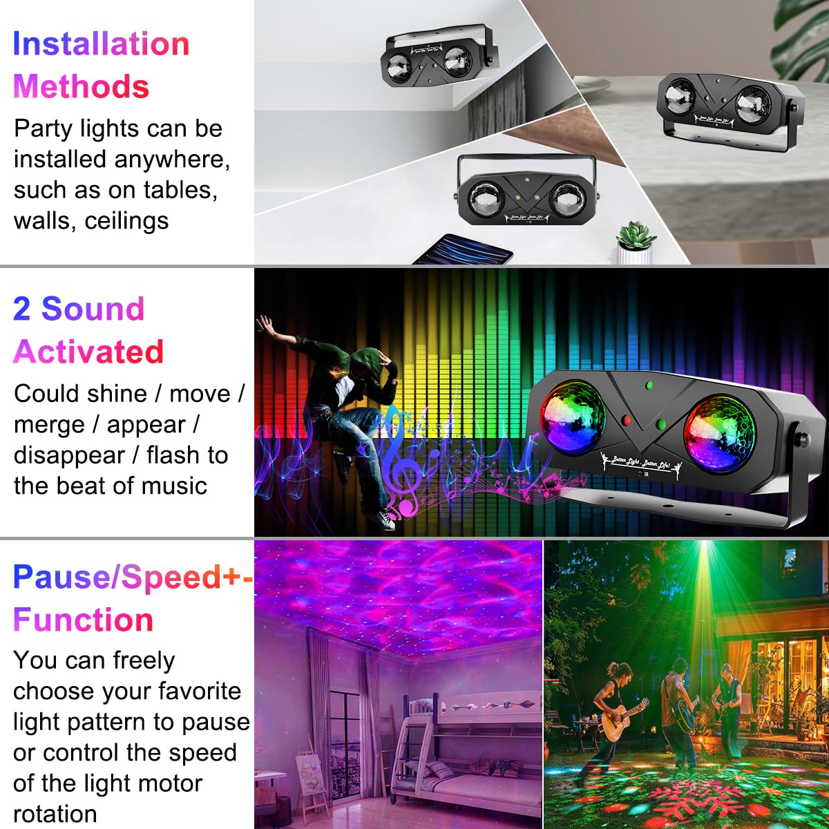 Disco Lights Disco Ball, Sound Activated Party Light with Roating Disco Ball,Star Projector,Ocean Light and Laser Lights for Par