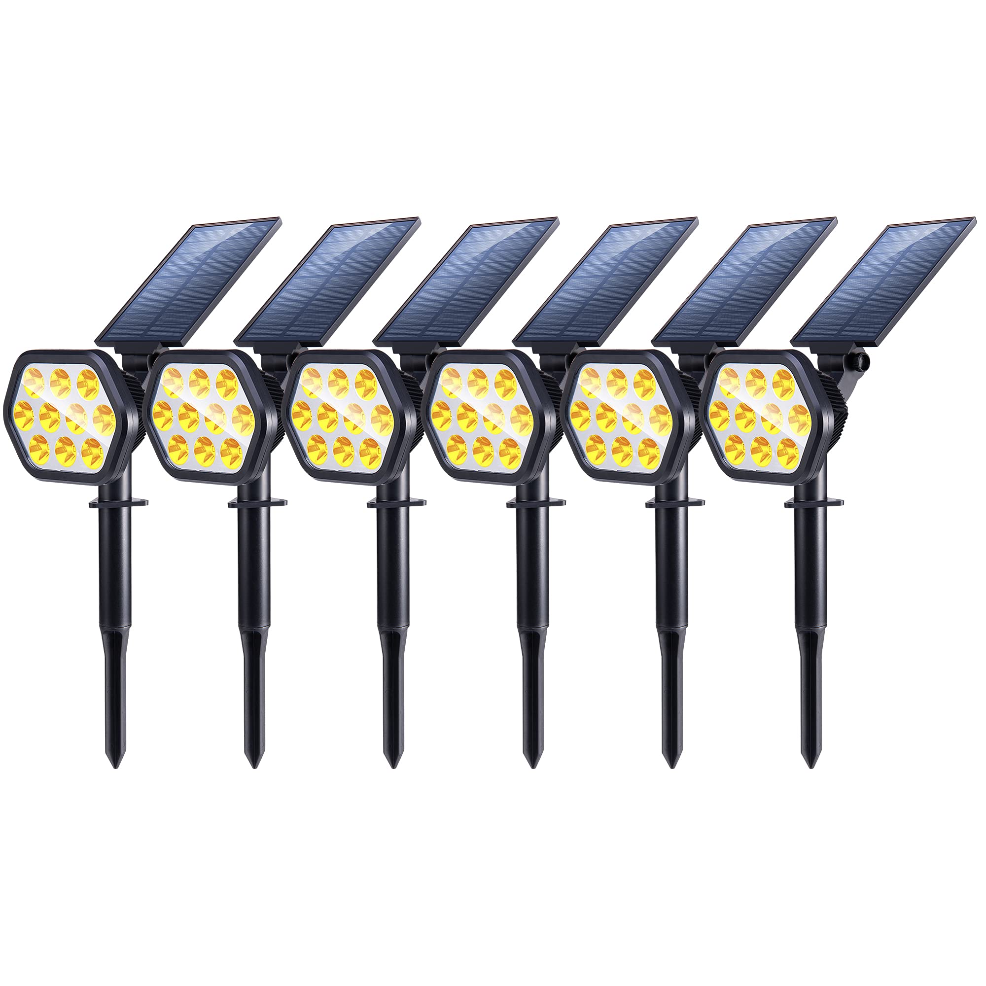 Nekteck Solar Landscape Spotlights, 10 LED, Warm White, 6 Pack, Adjustable, High-impact ABS Plastic, Model BSV-SL010