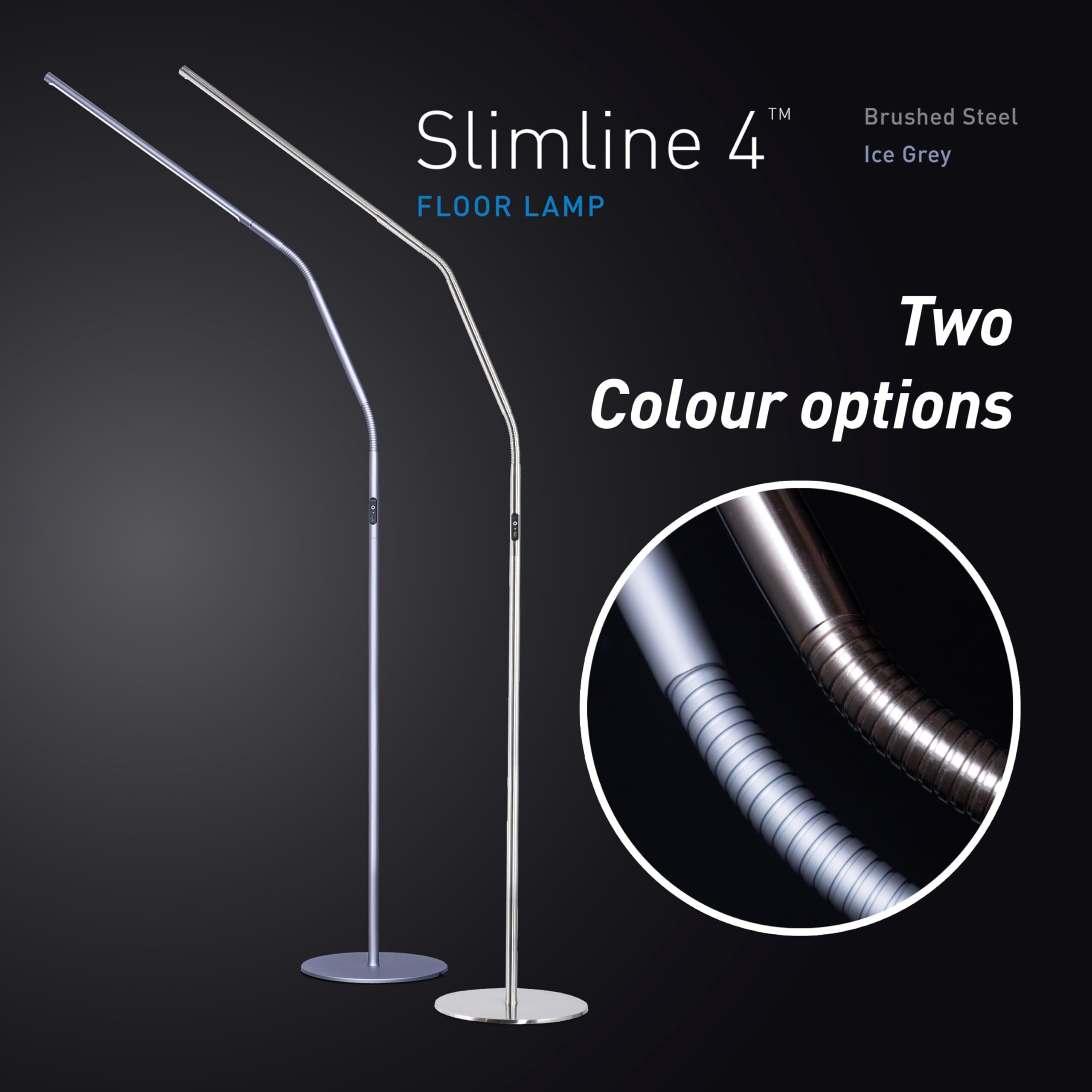Daylight Slimline 4 Led Table Lamp In Brushed Steel - 6,000K, 3,200 Lux, 4 Brightness Levels, Usb-C Charging Port, Anti-Glare Di